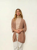 MENDIP Vest Open V-Neck 3/4 Sleeves Heather Camel