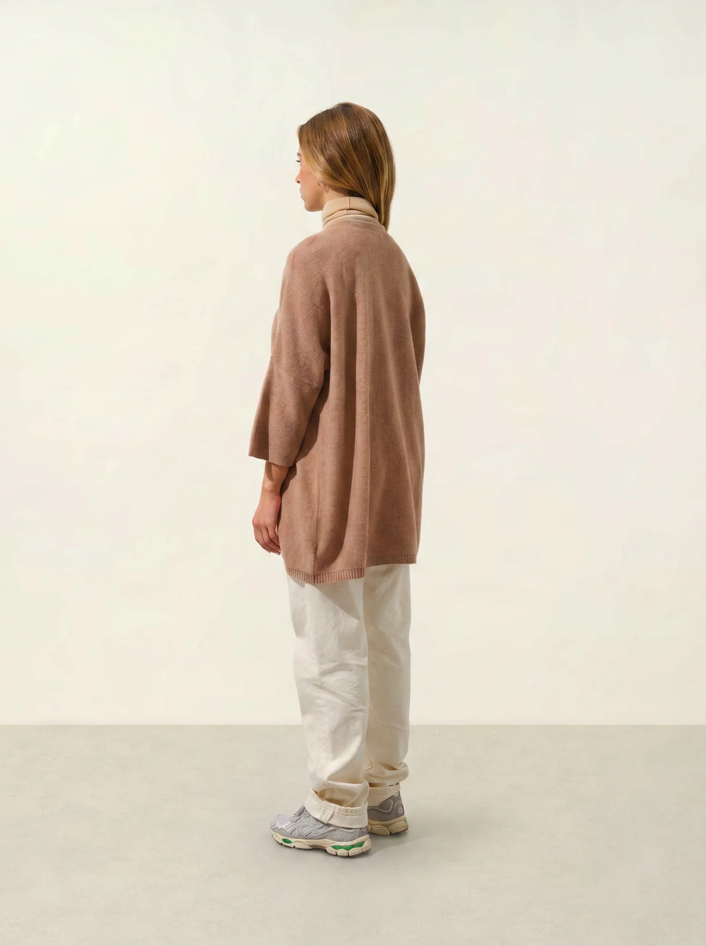 MENDIP Vest Open V-Neck 3/4 Sleeves Heather Camel