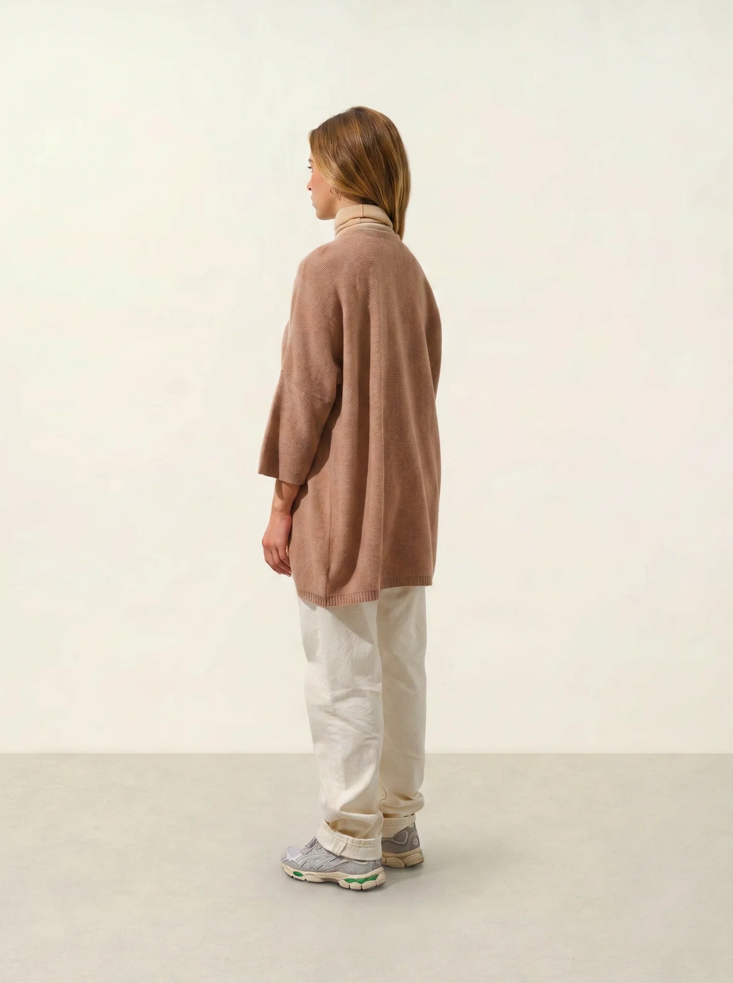 MENDIP Vest Open V-Neck 3/4 Sleeves Heather Camel