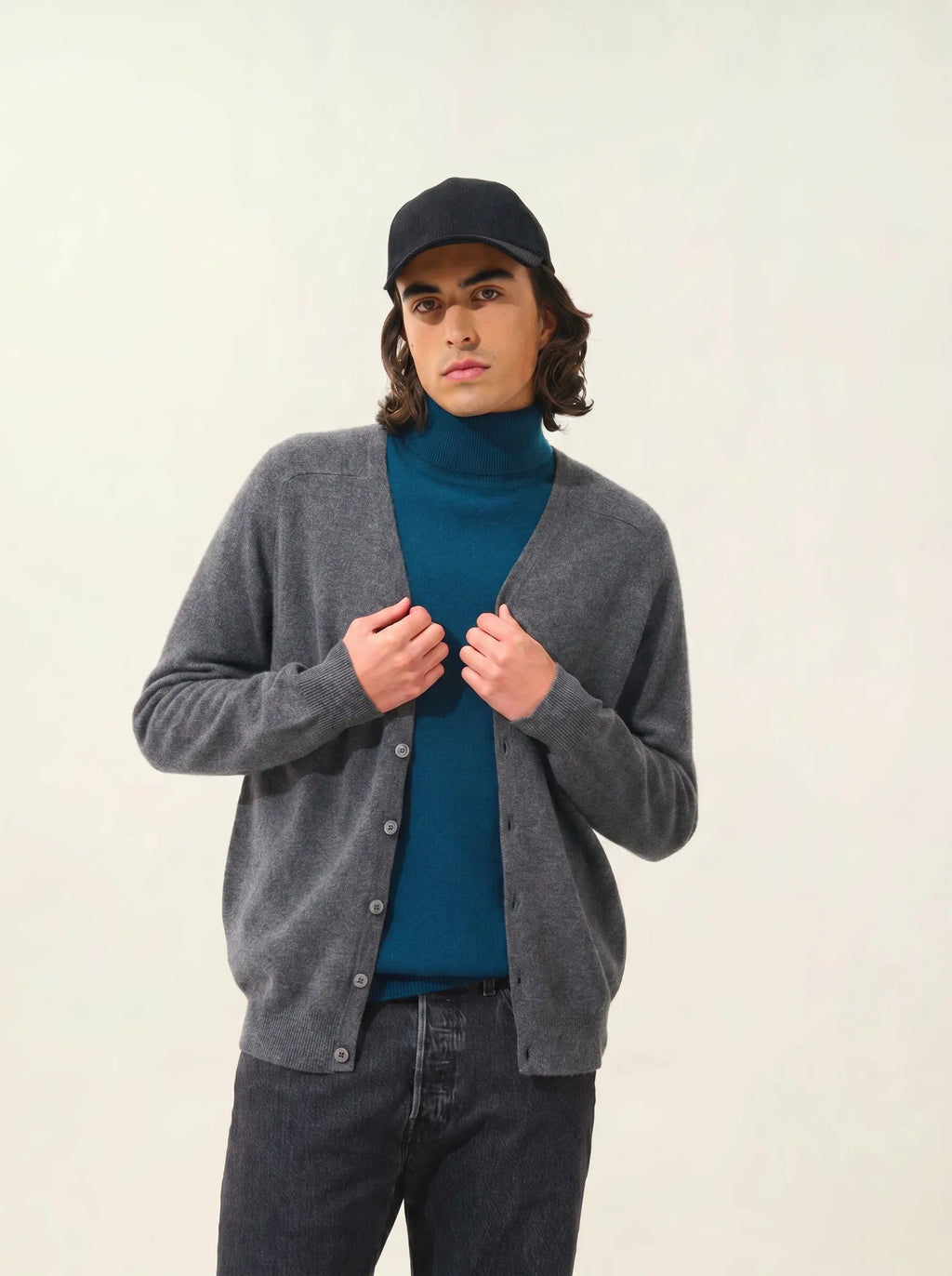 PIPA cardigan col V anthracite chiné