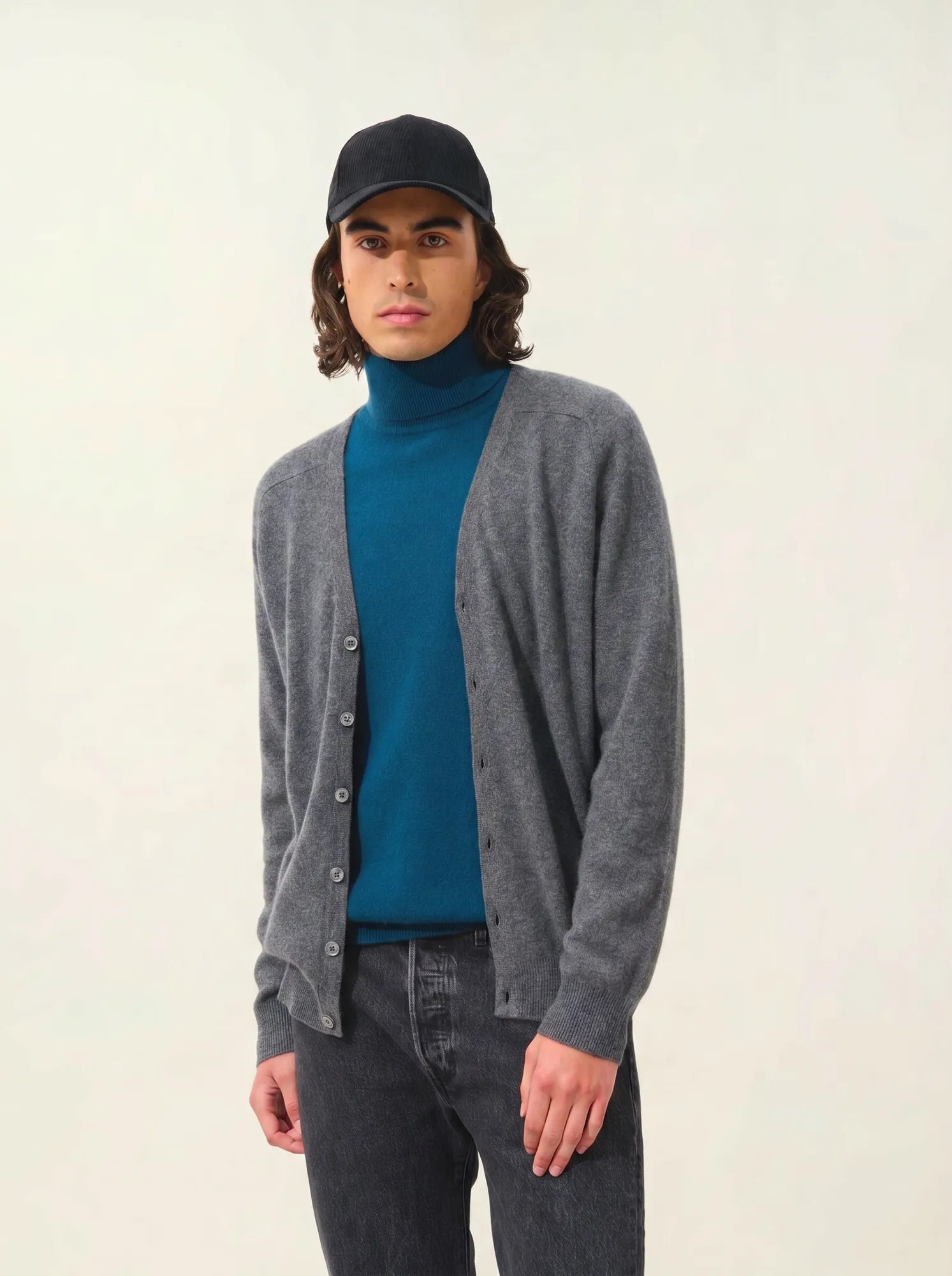 PIPA cardigan col V anthracite chiné