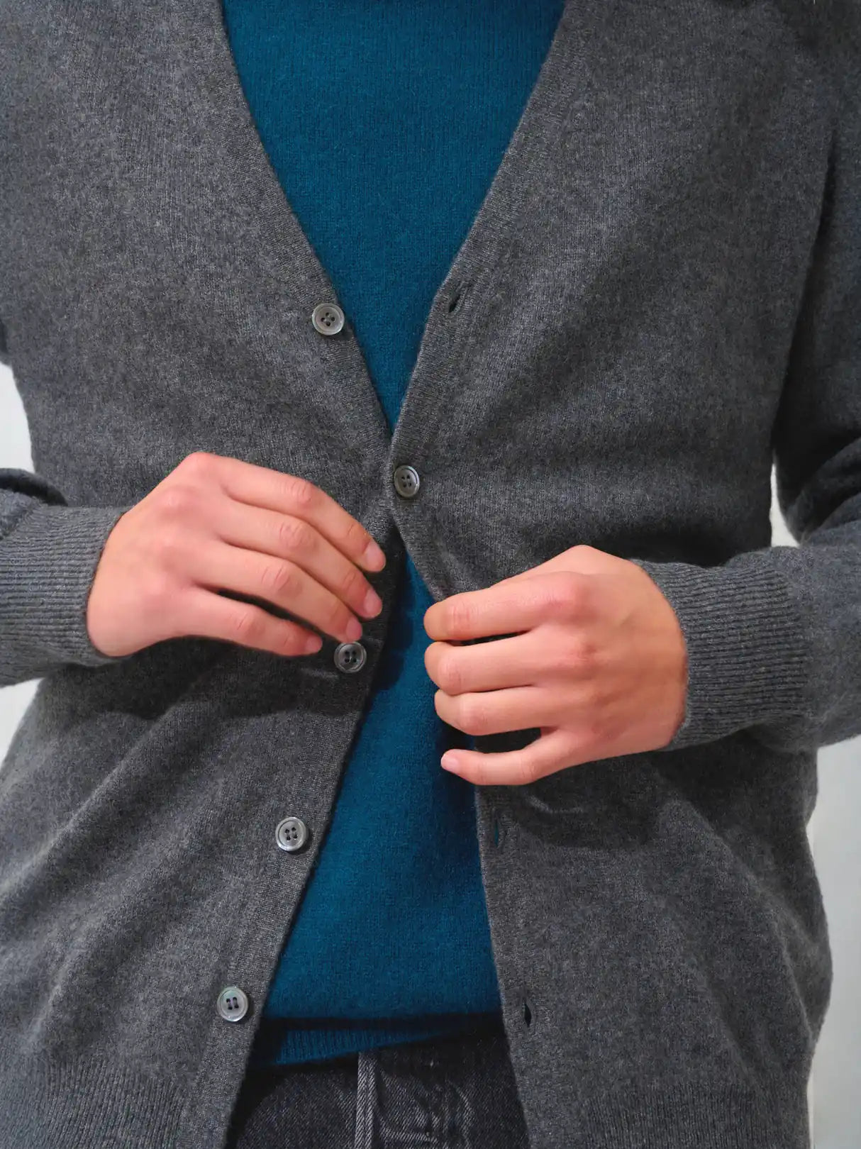 PIPA cardigan col V anthracite chiné