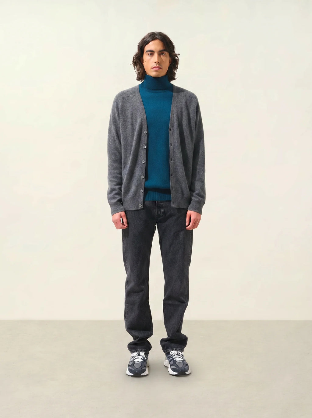 PIPA cardigan col V anthracite chiné