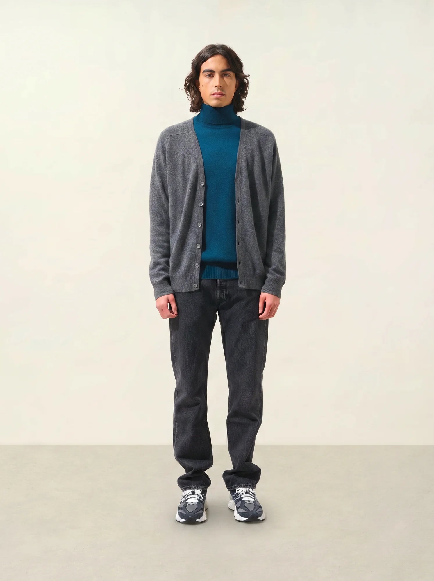 PIPA cardigan col V anthracite chiné