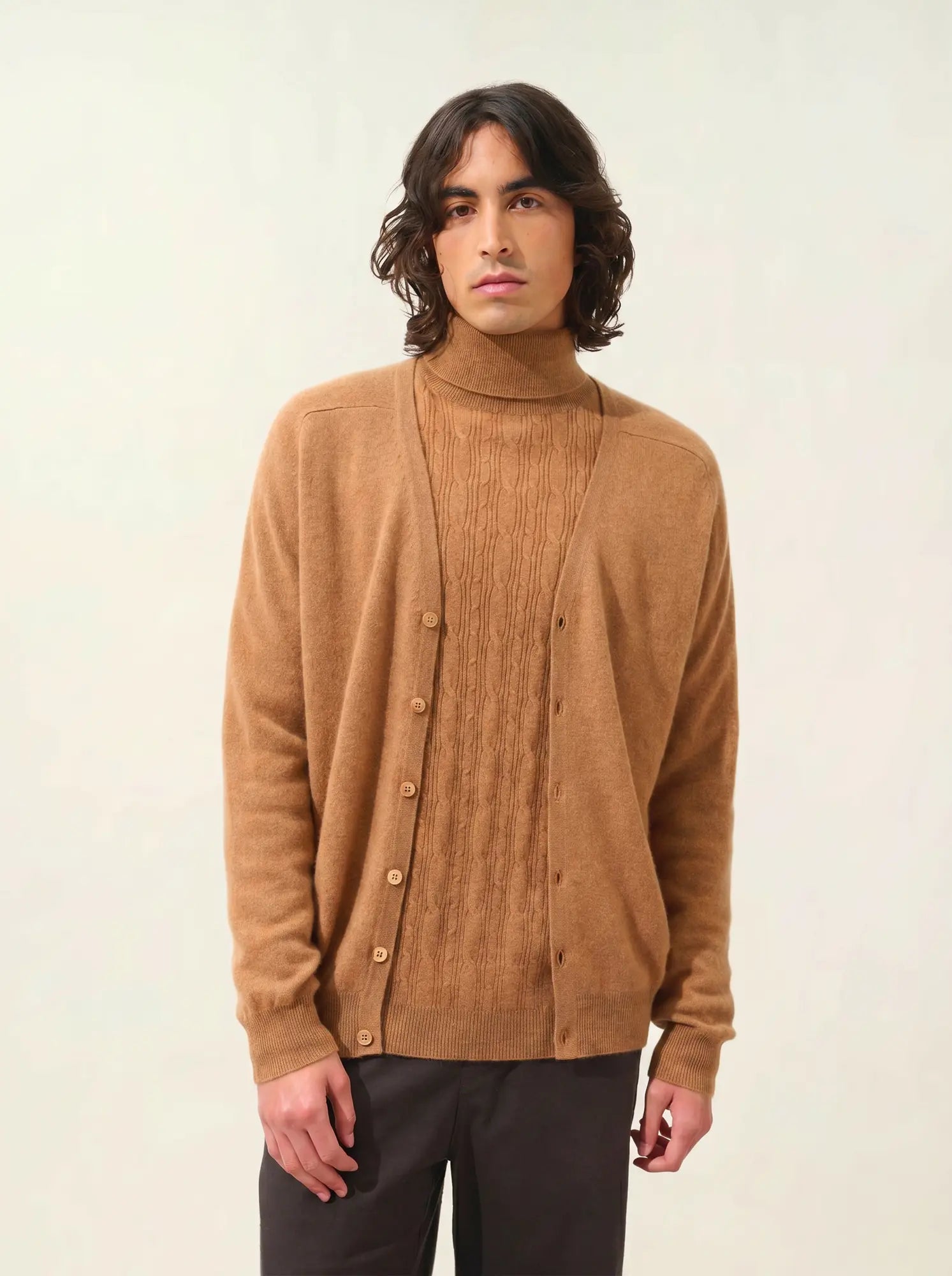 PIPA cardigan col V noisette