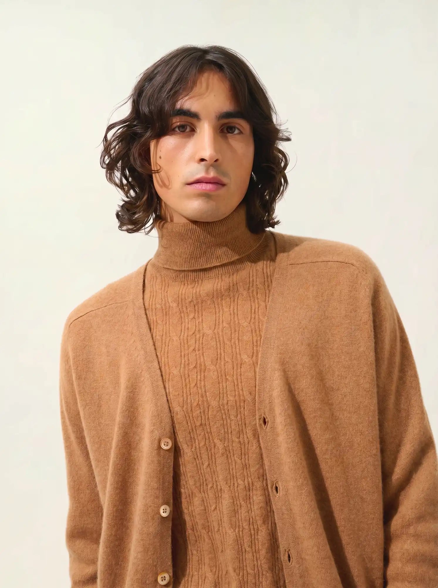 PIPA cardigan col V noisette