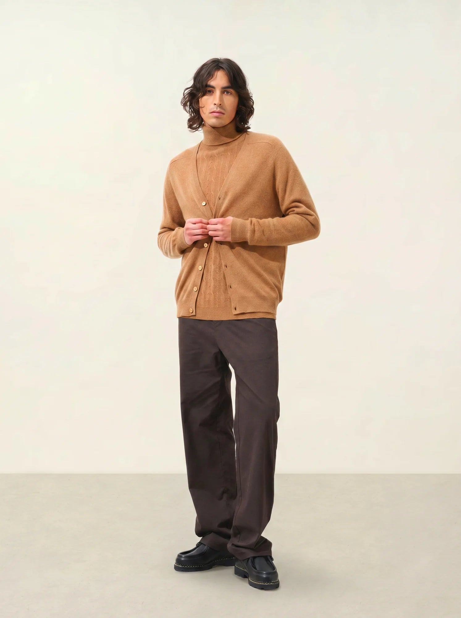 PIPA cardigan col V noisette