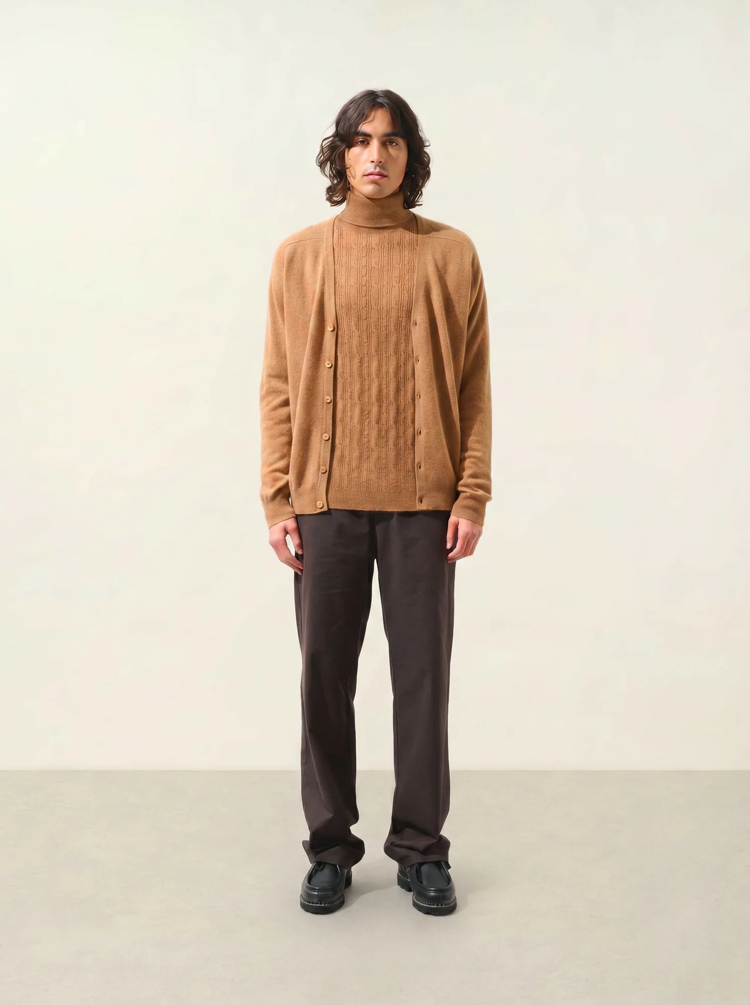 PIPA cardigan col V noisette