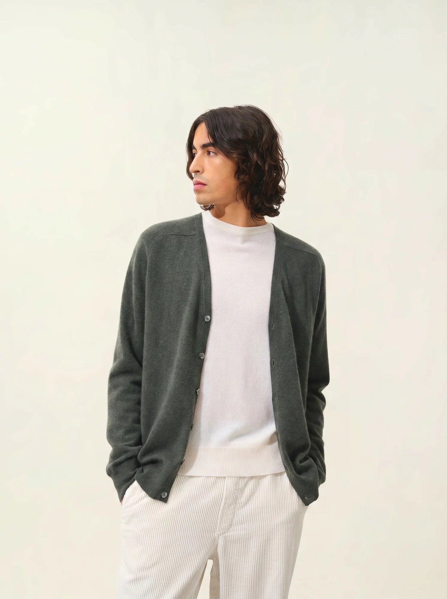 PIPA cardigan col V kaki chiné