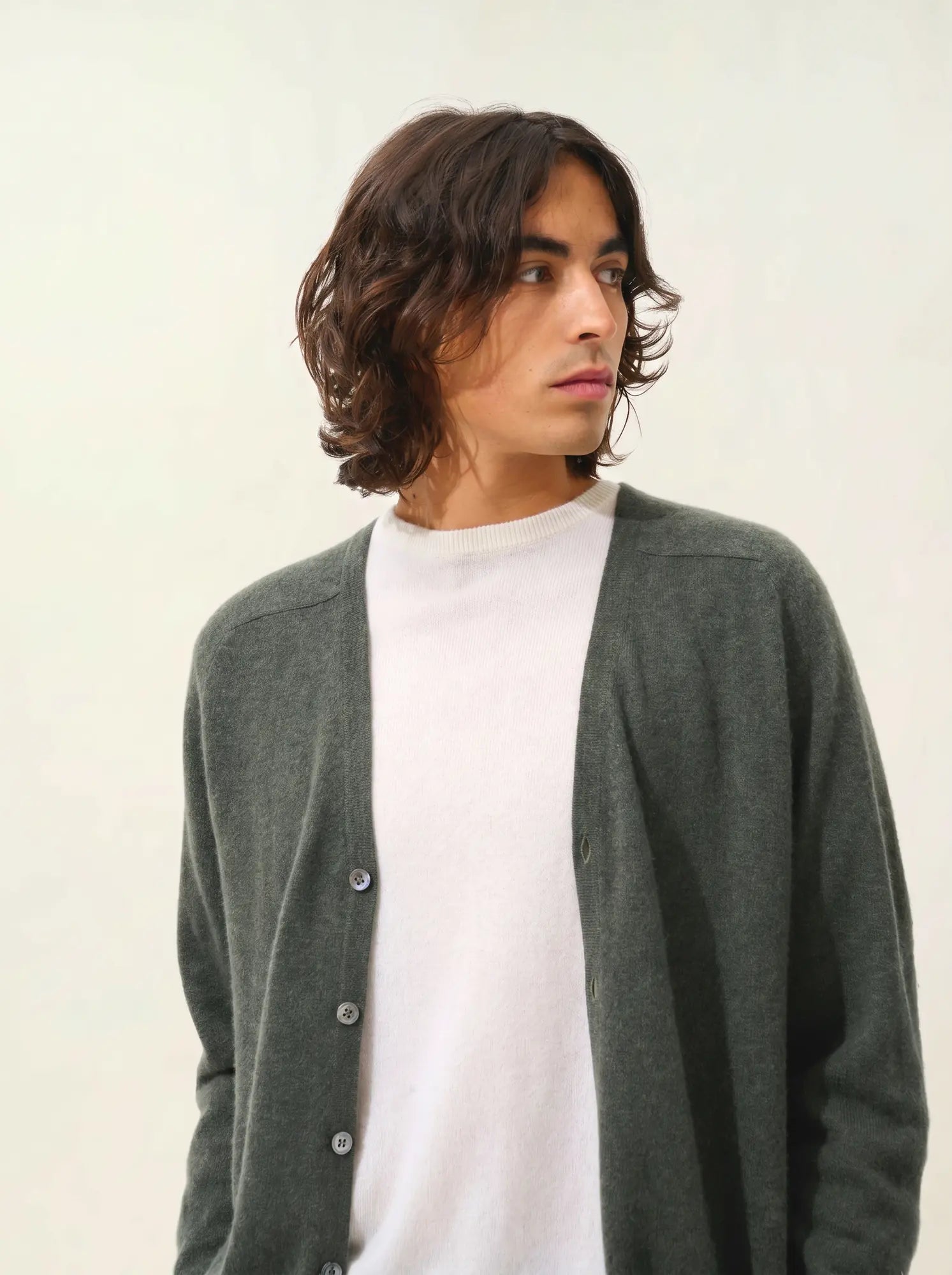 PIPA cardigan col V kaki chiné