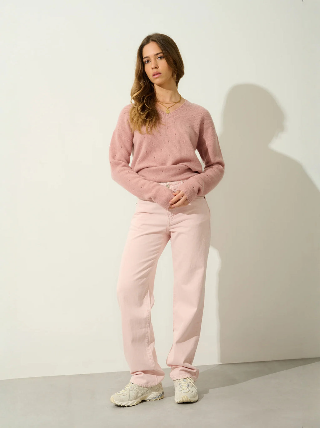 DOTY Pullover V-Ausschnitt 4-fädig Rosenholz