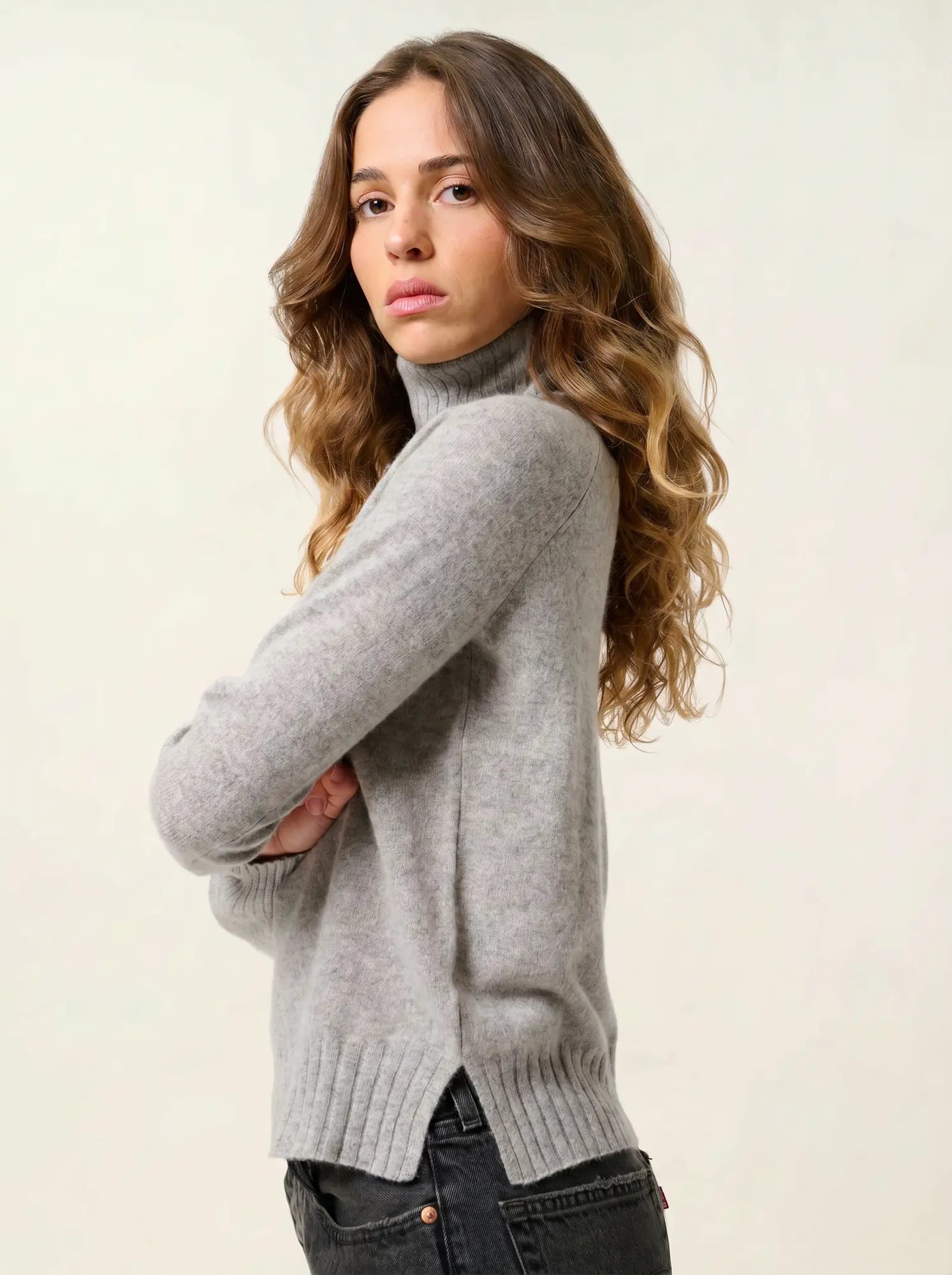 CASSY pull col roulé nuage chiné