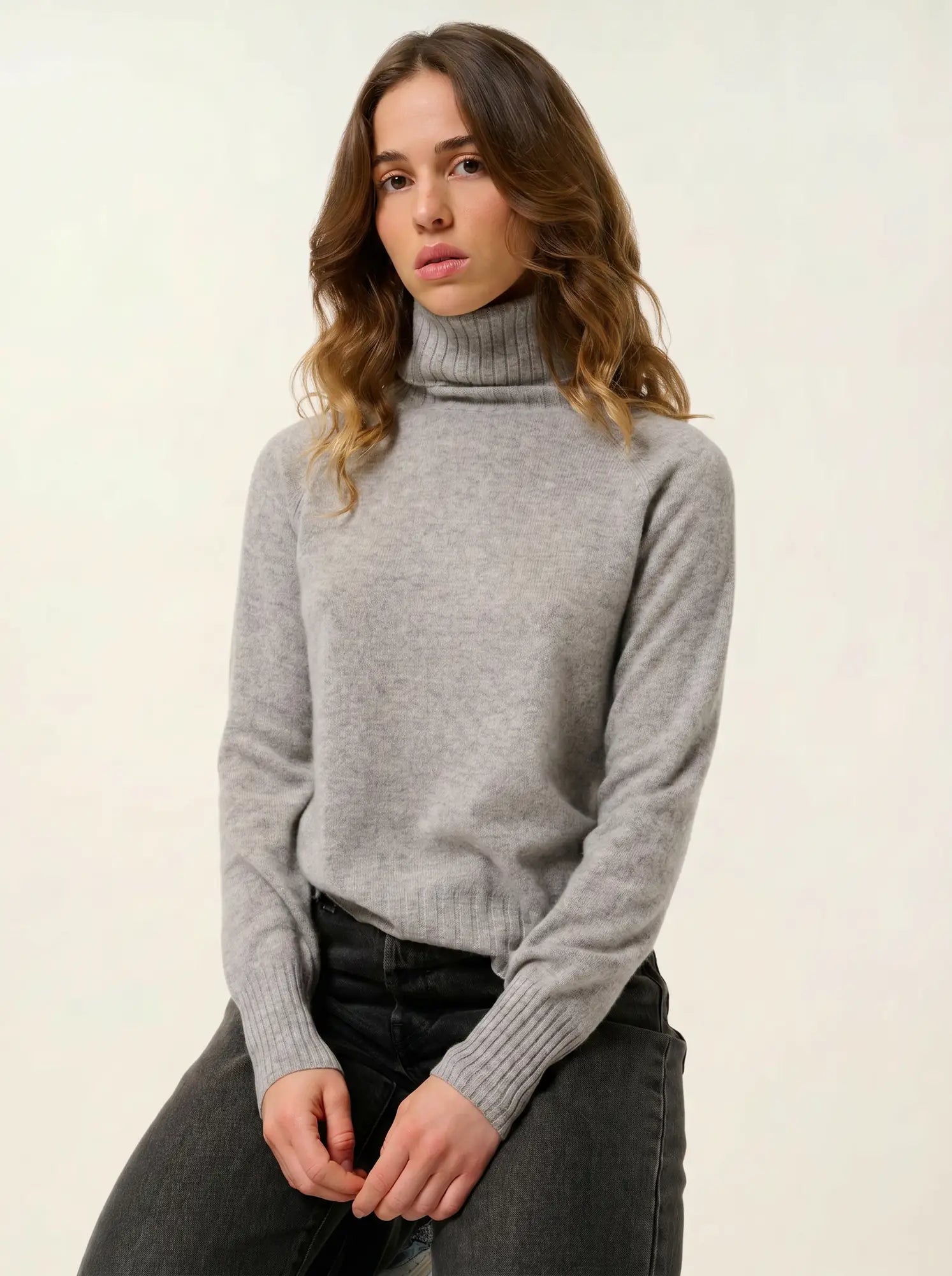 CASSY pull col roulé nuage chiné