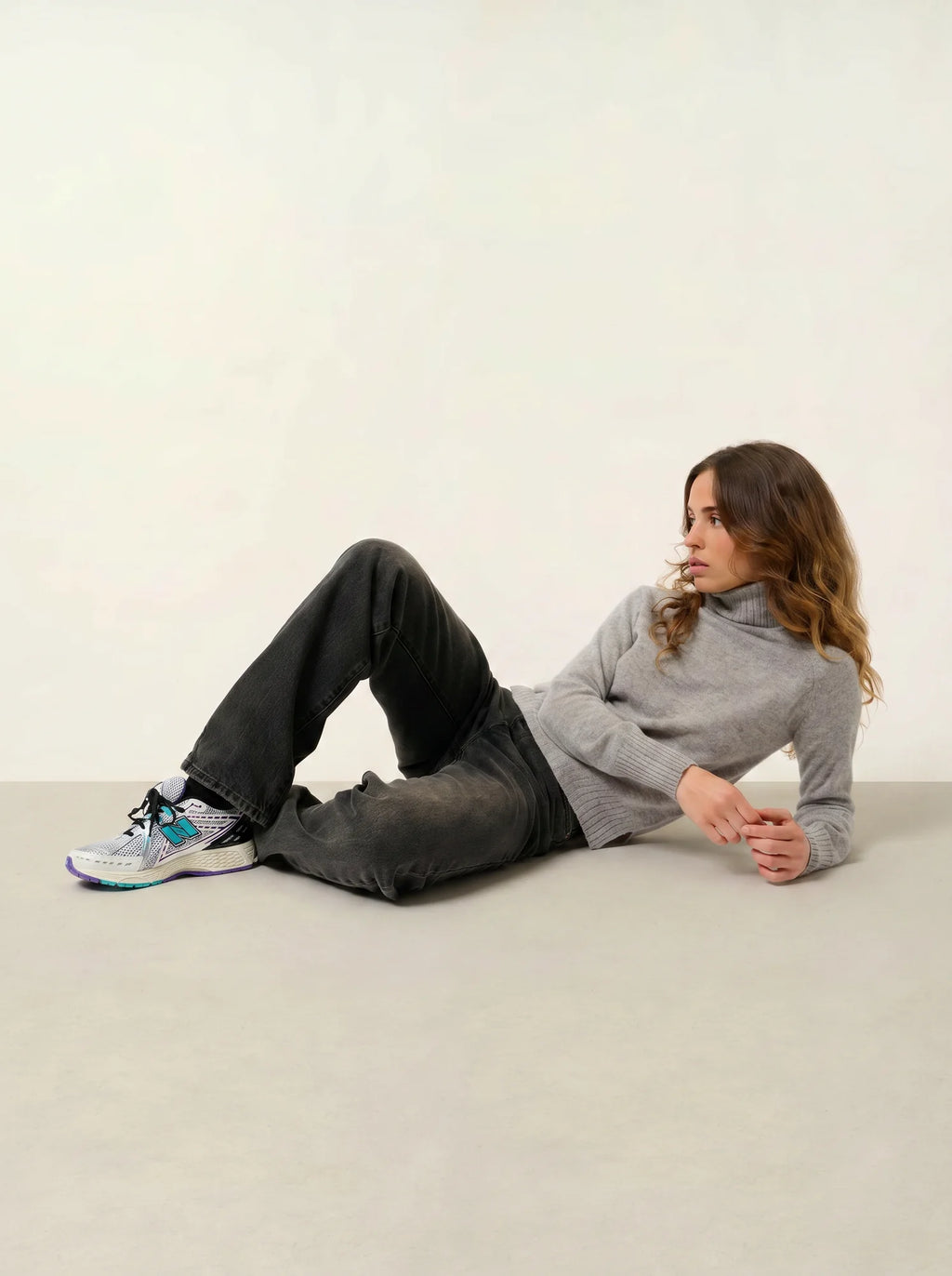 CASSY pull col roulé nuage chiné