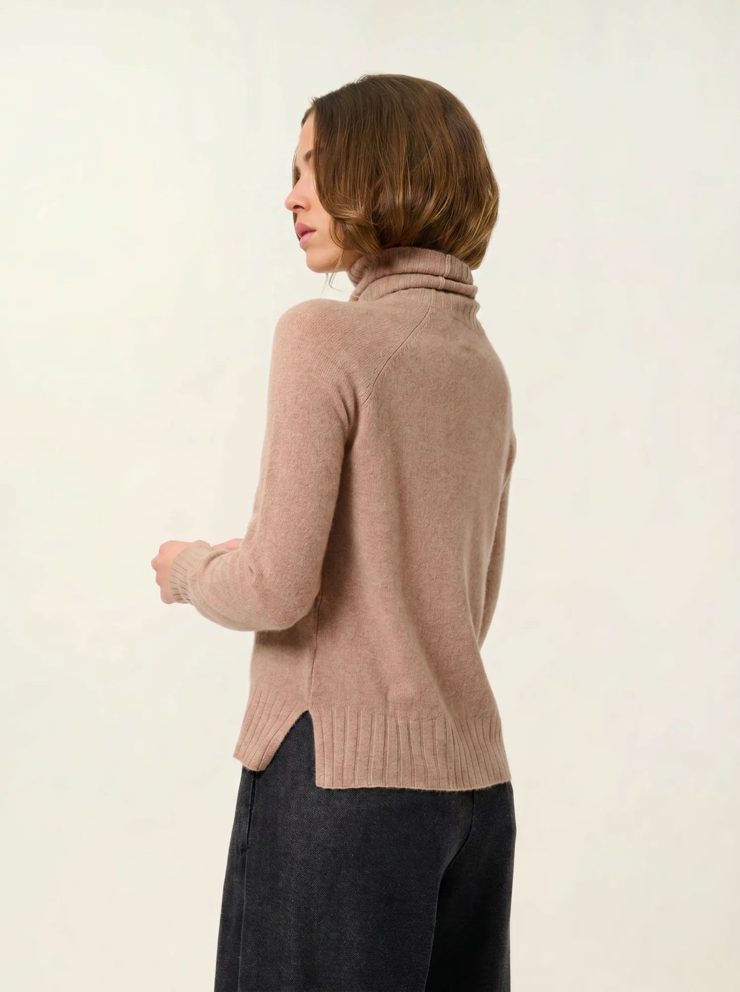 CASSY pull col roulé camel chiné