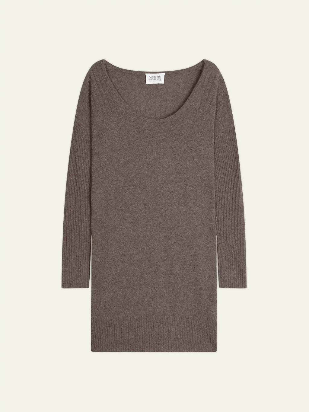 DANA robe col U taupe chiné