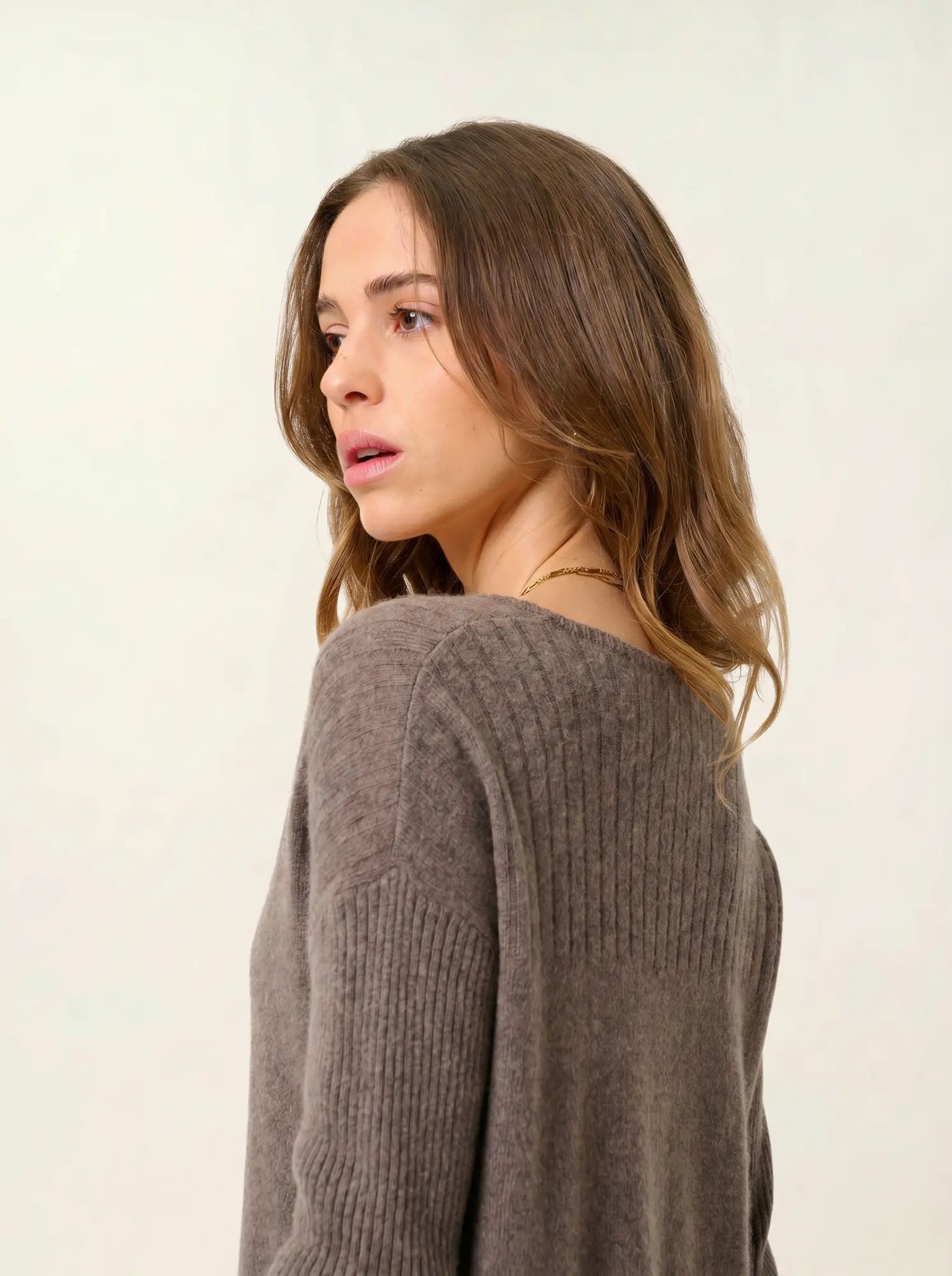 DANA robe col U taupe chiné