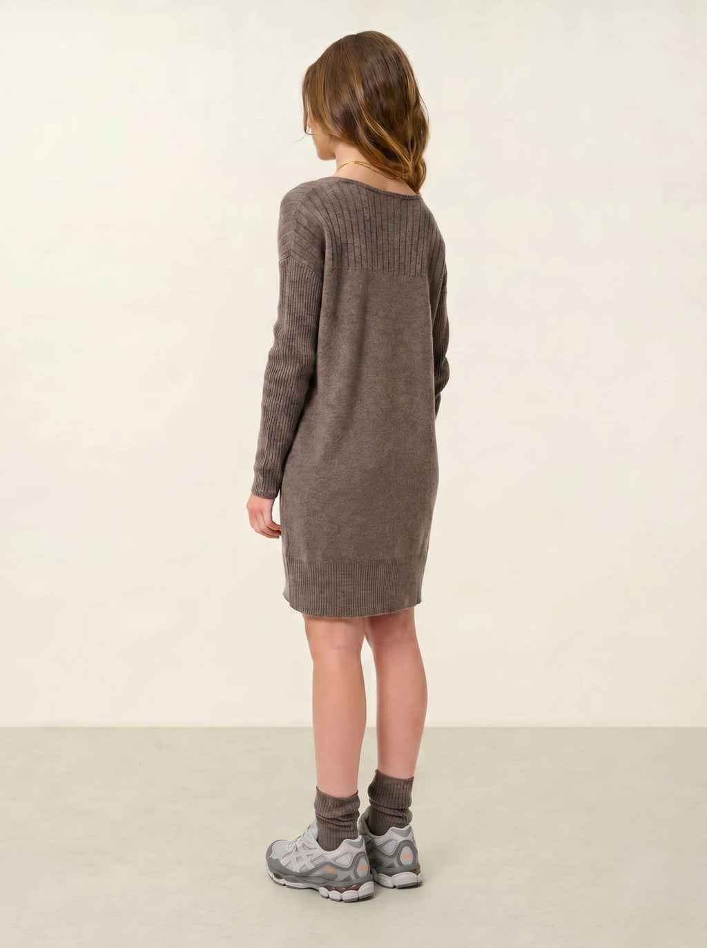 DANA robe col U taupe chiné