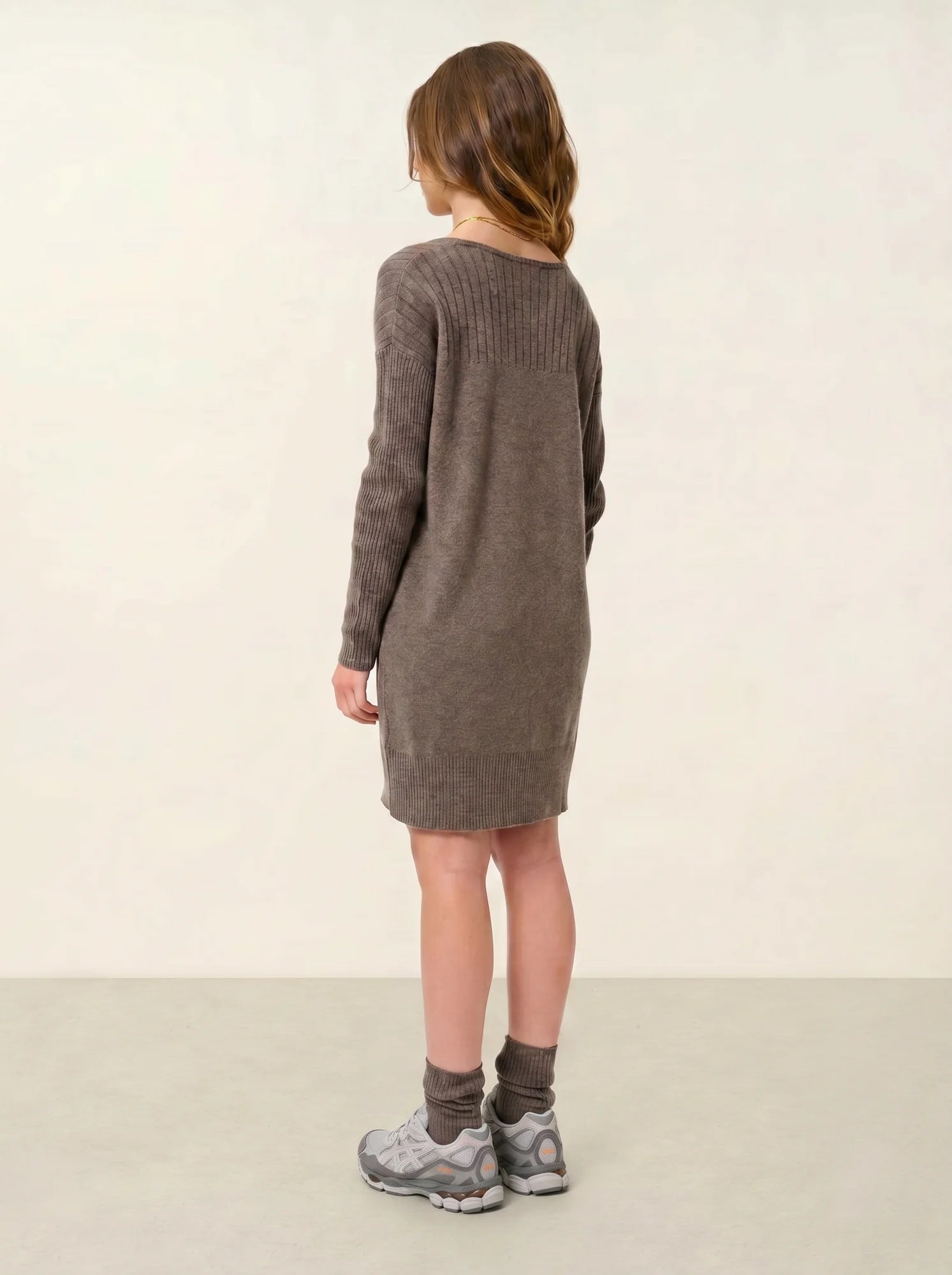 DANA robe col U taupe chiné
