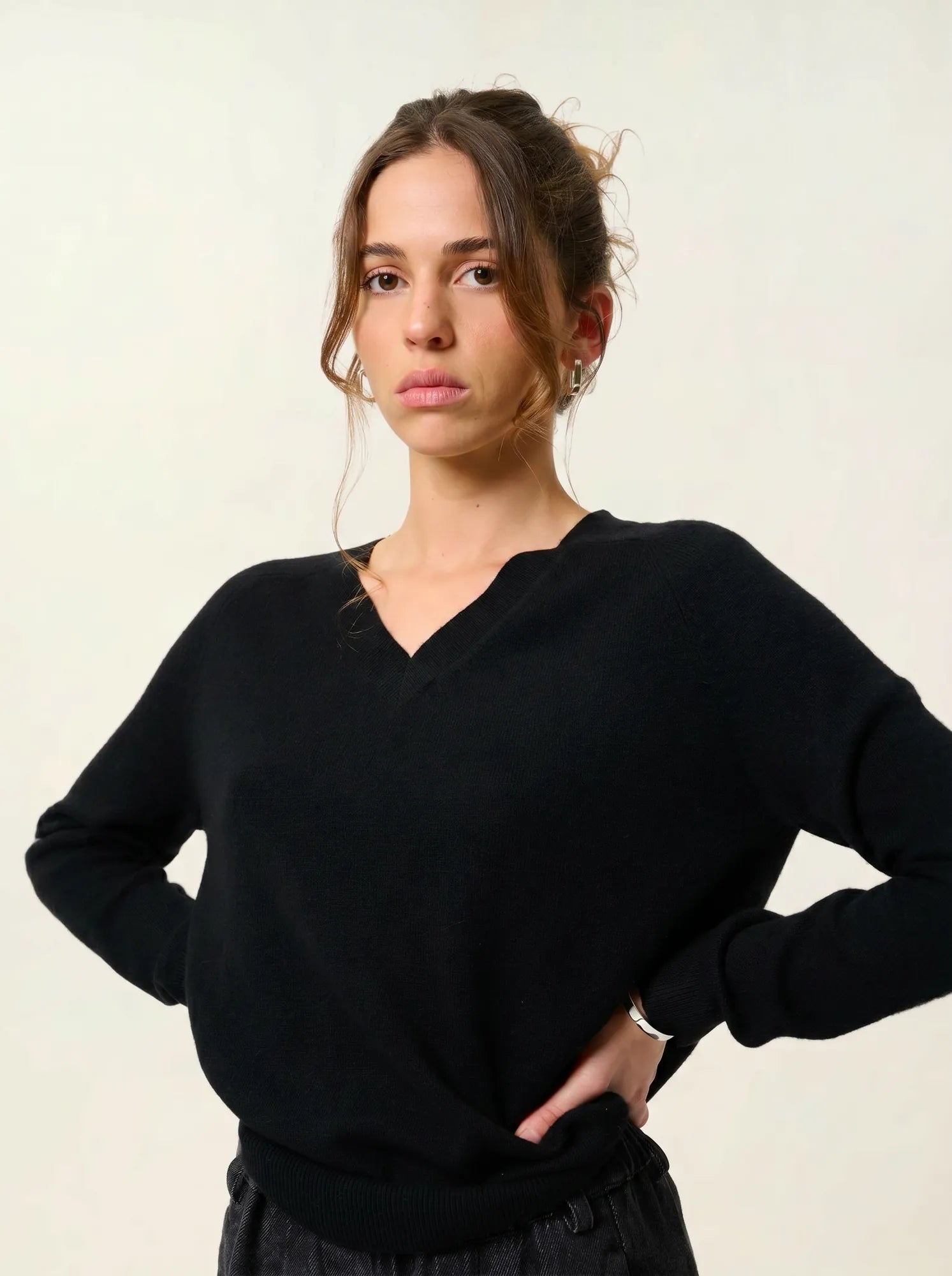 SAVANNAH pull col V noir
