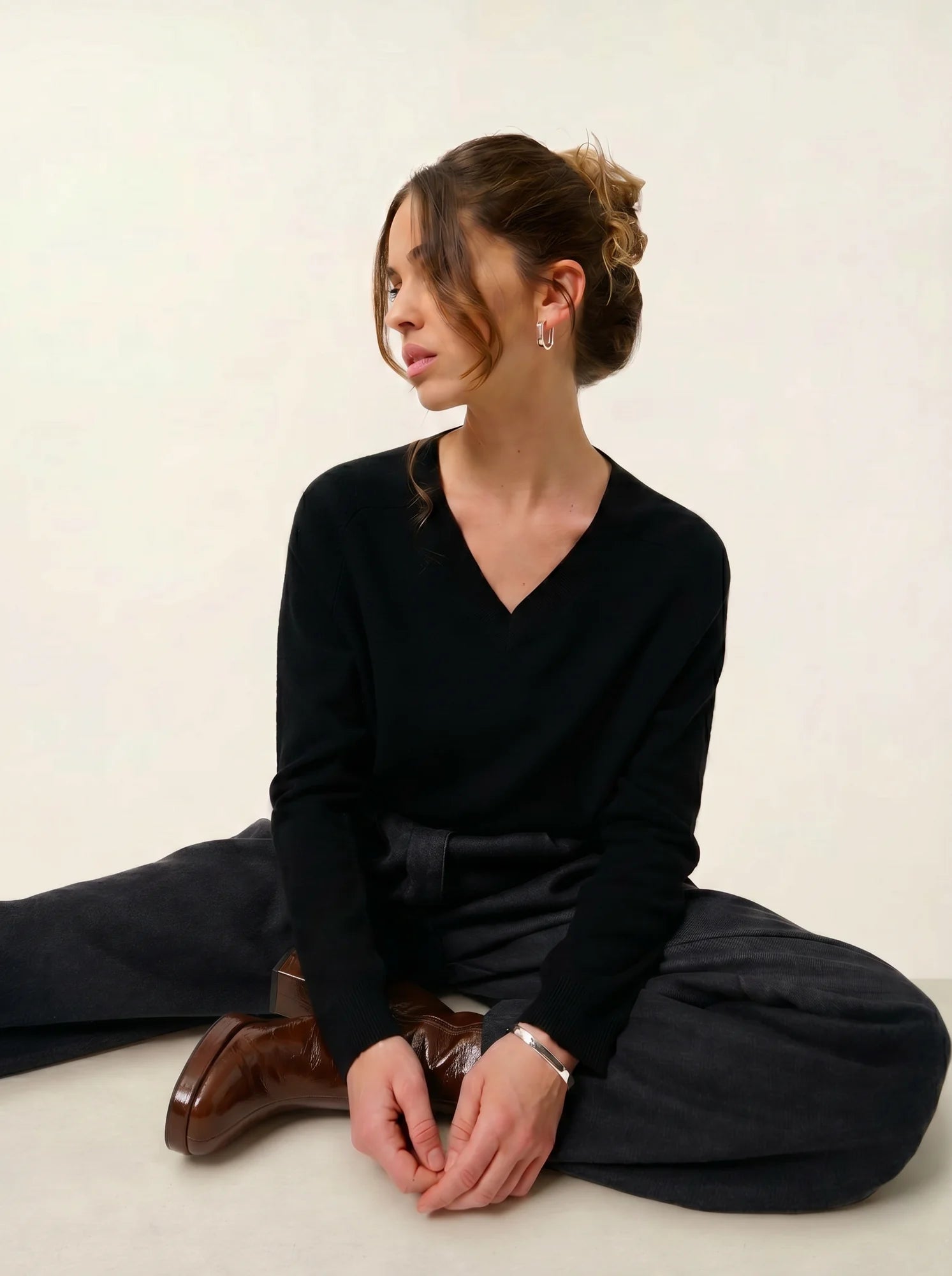 SAVANNAH pull col V noir