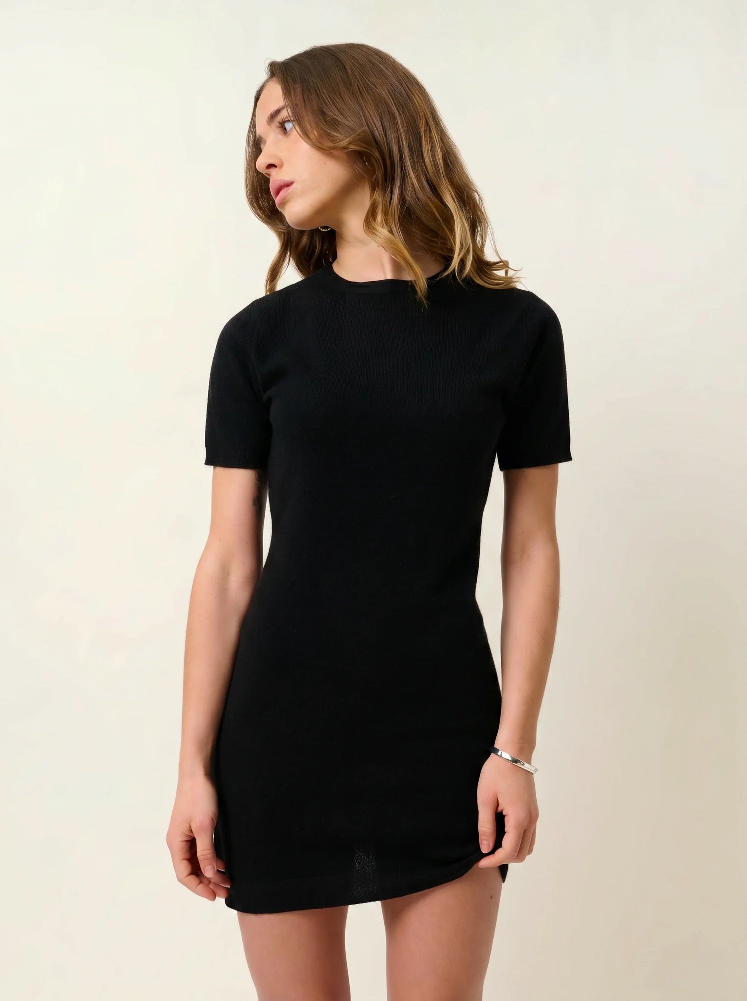LYNN dress crew neck short sleeve black