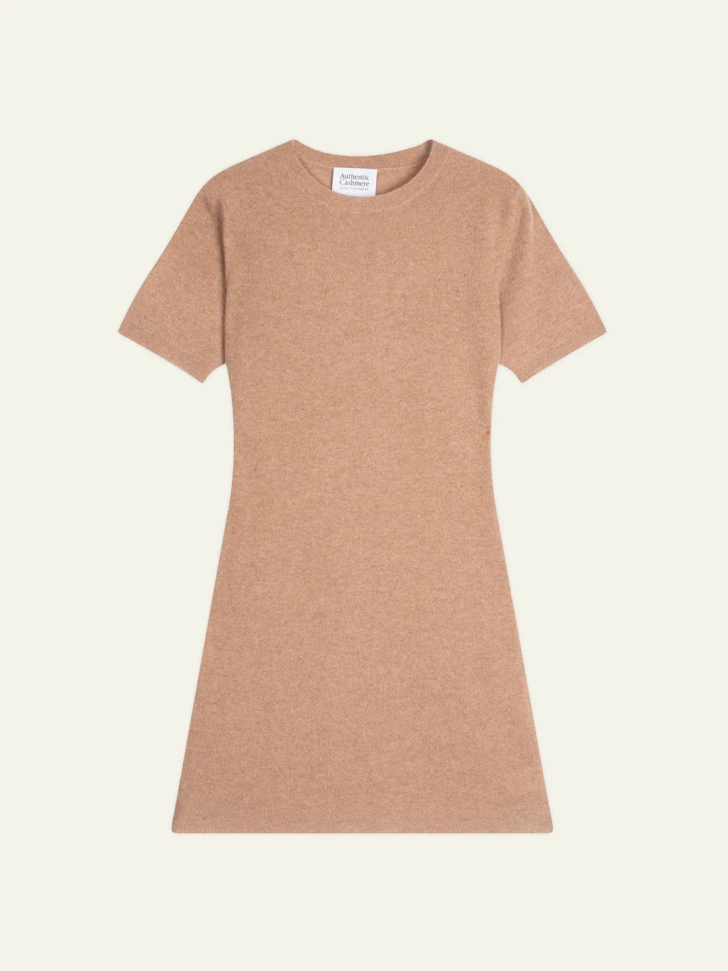 LYNN kleid rundhalsausschnitt kurzarm camel meliert