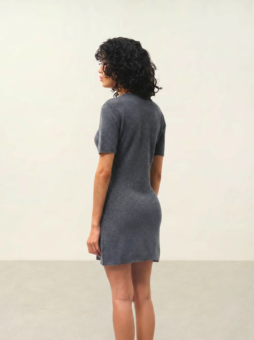LYNN dress crew neck short sleeve heather charcoal