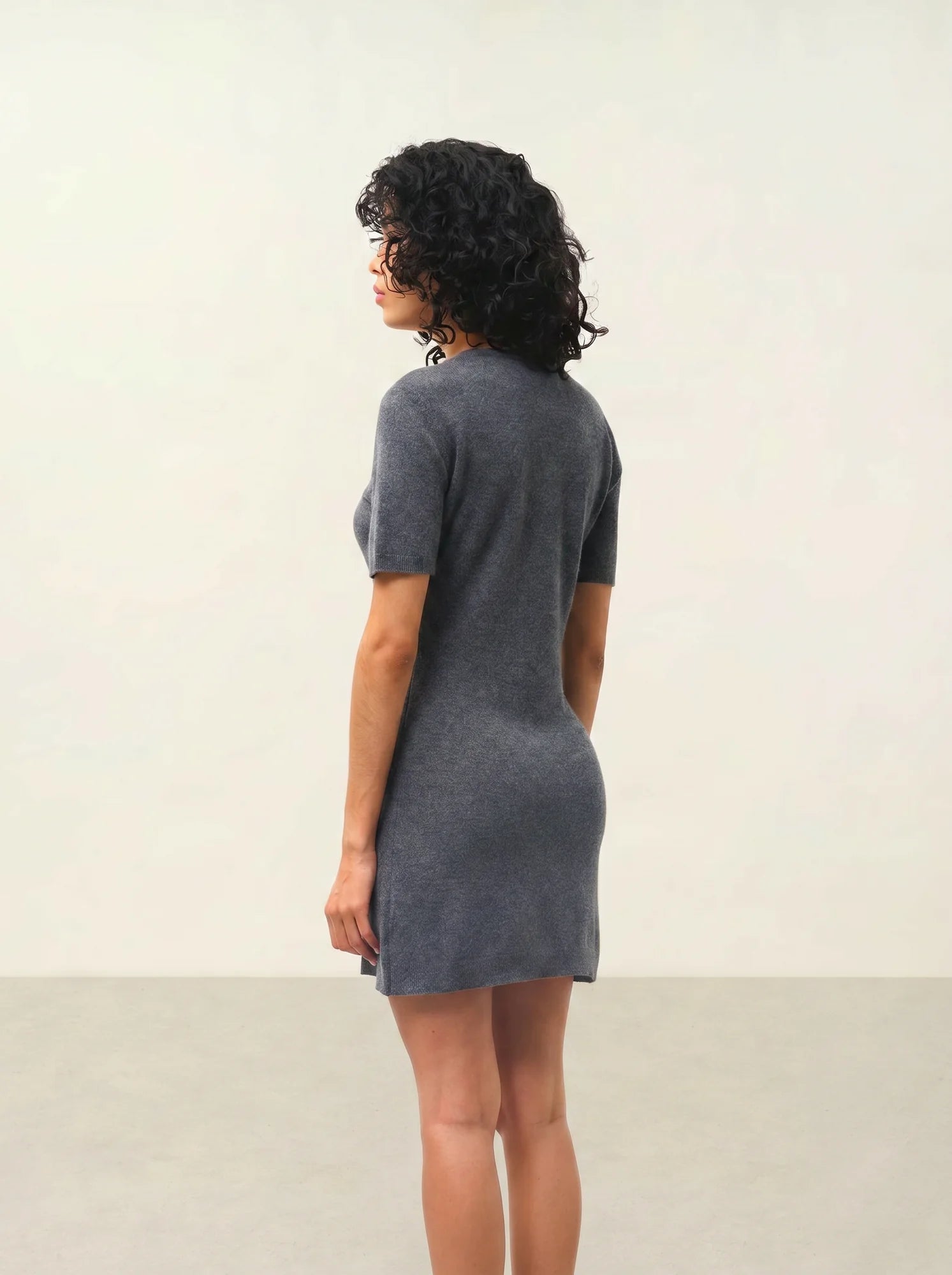 LYNN dress crew neck short sleeve heather charcoal