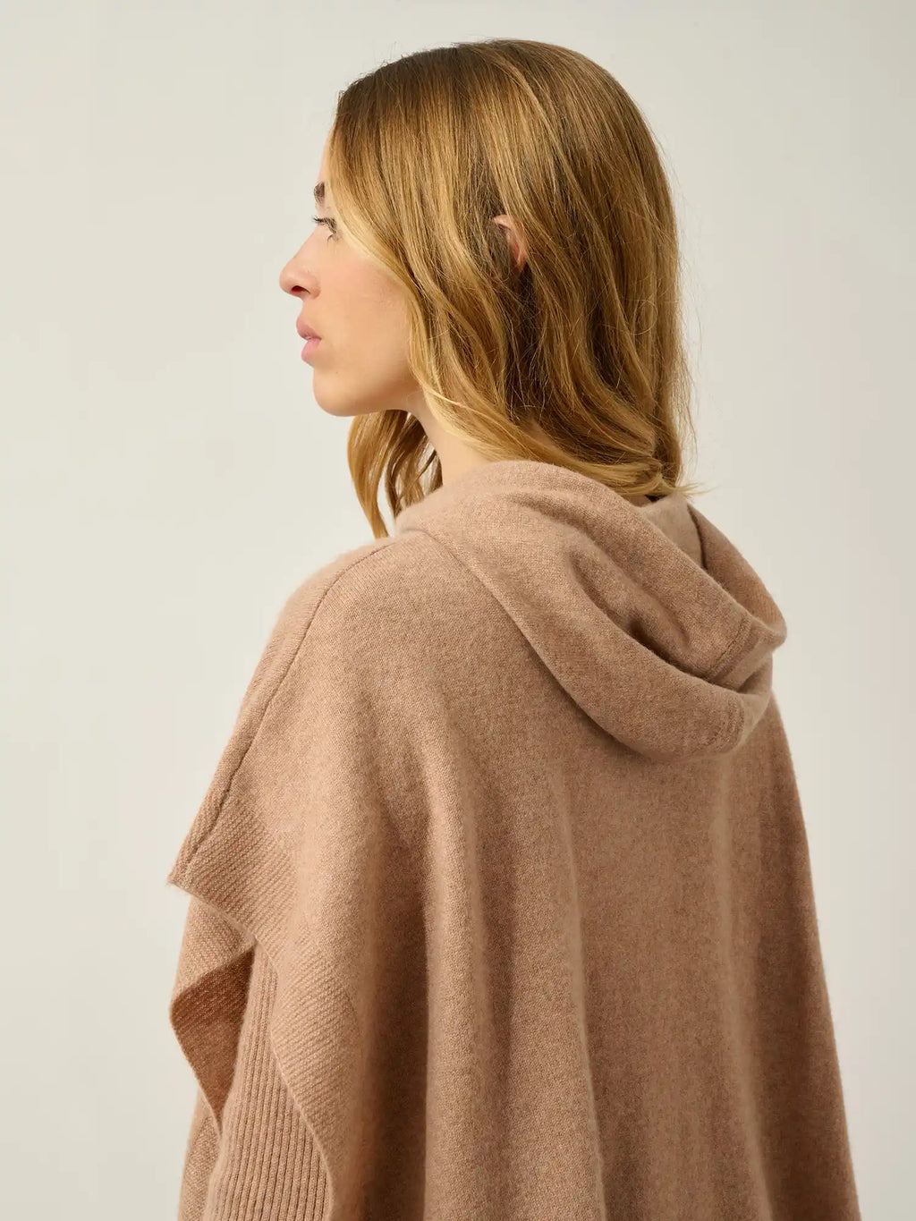 ELSA Poncho mit Kapuze Camel meliert