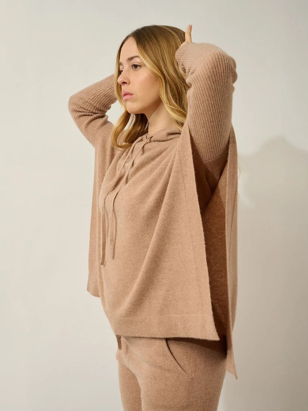 ELSA Poncho mit Kapuze Camel meliert