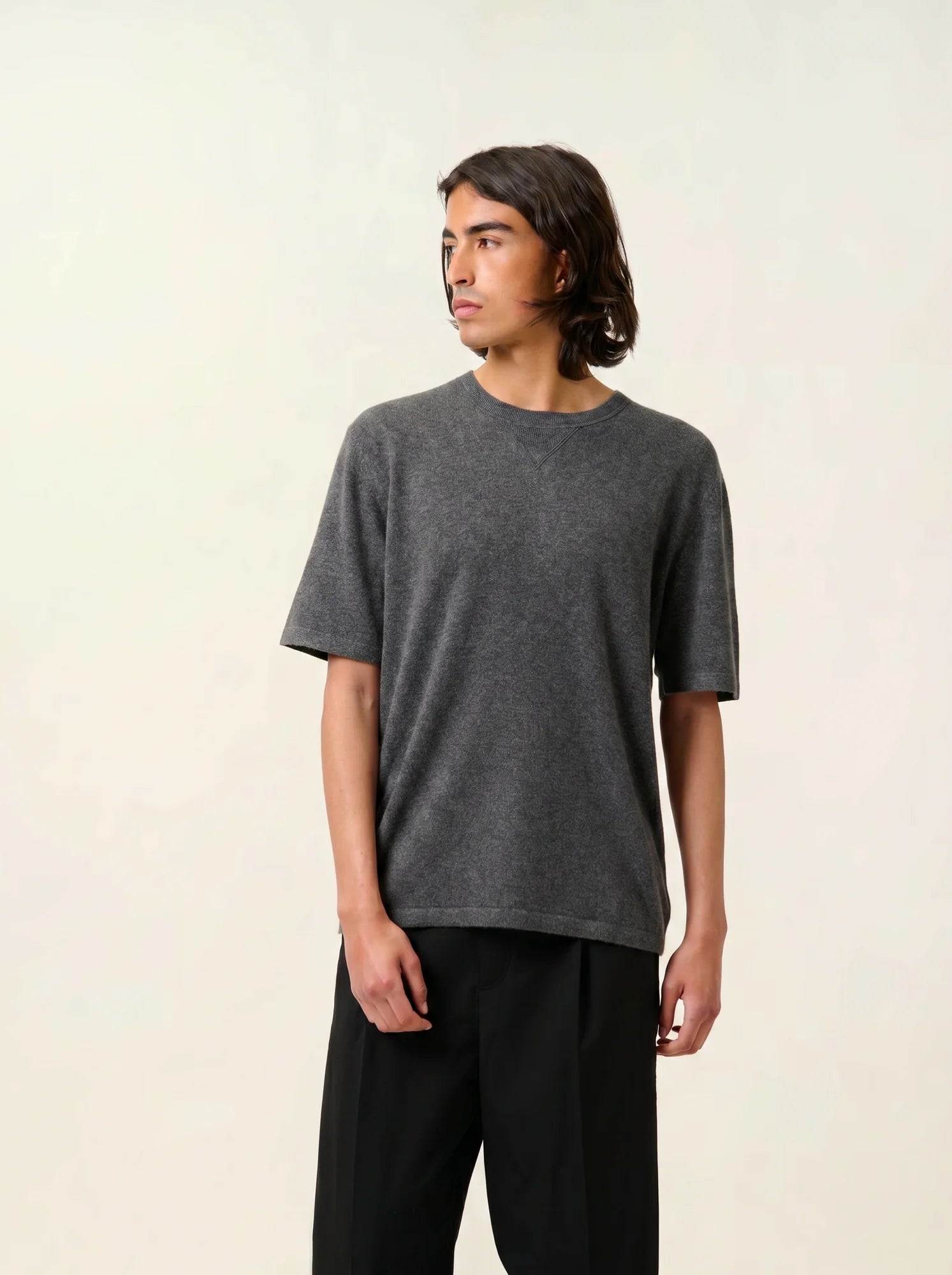 MAYA t-shirt crew neck heather charcoal
