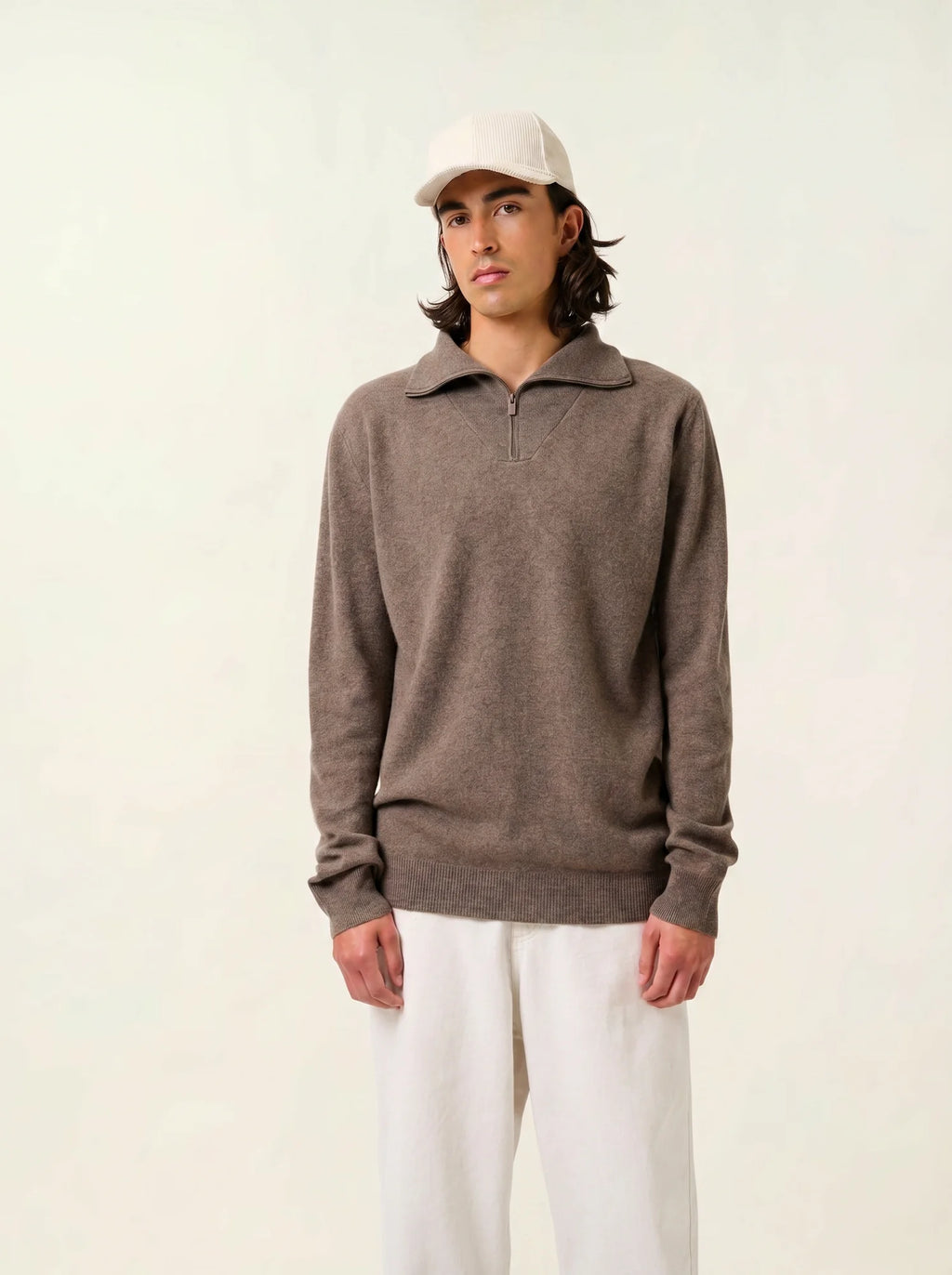 NOEMIE pullover dockermütze taupe meliert