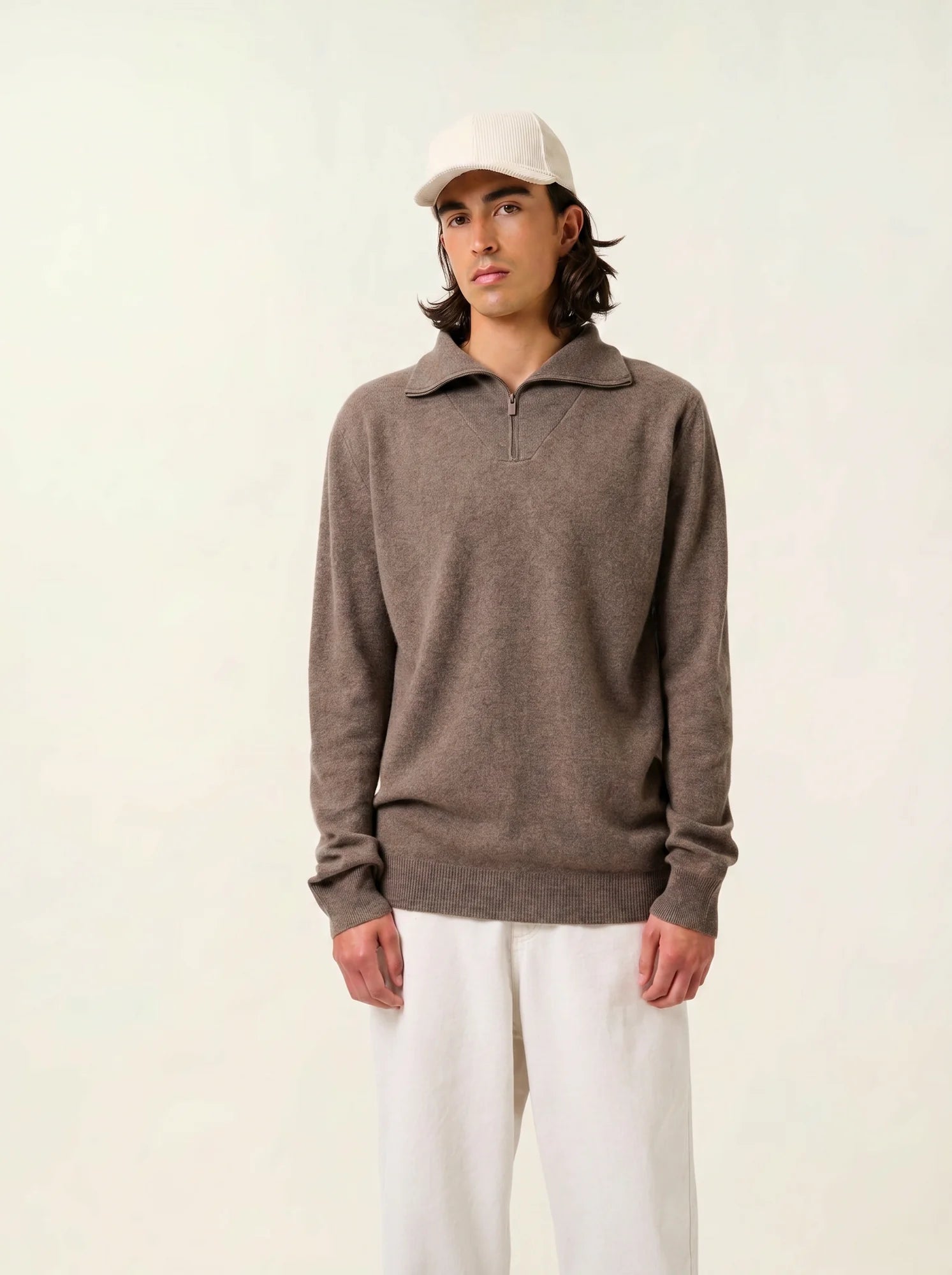NOEMIE pullover dockermütze taupe meliert