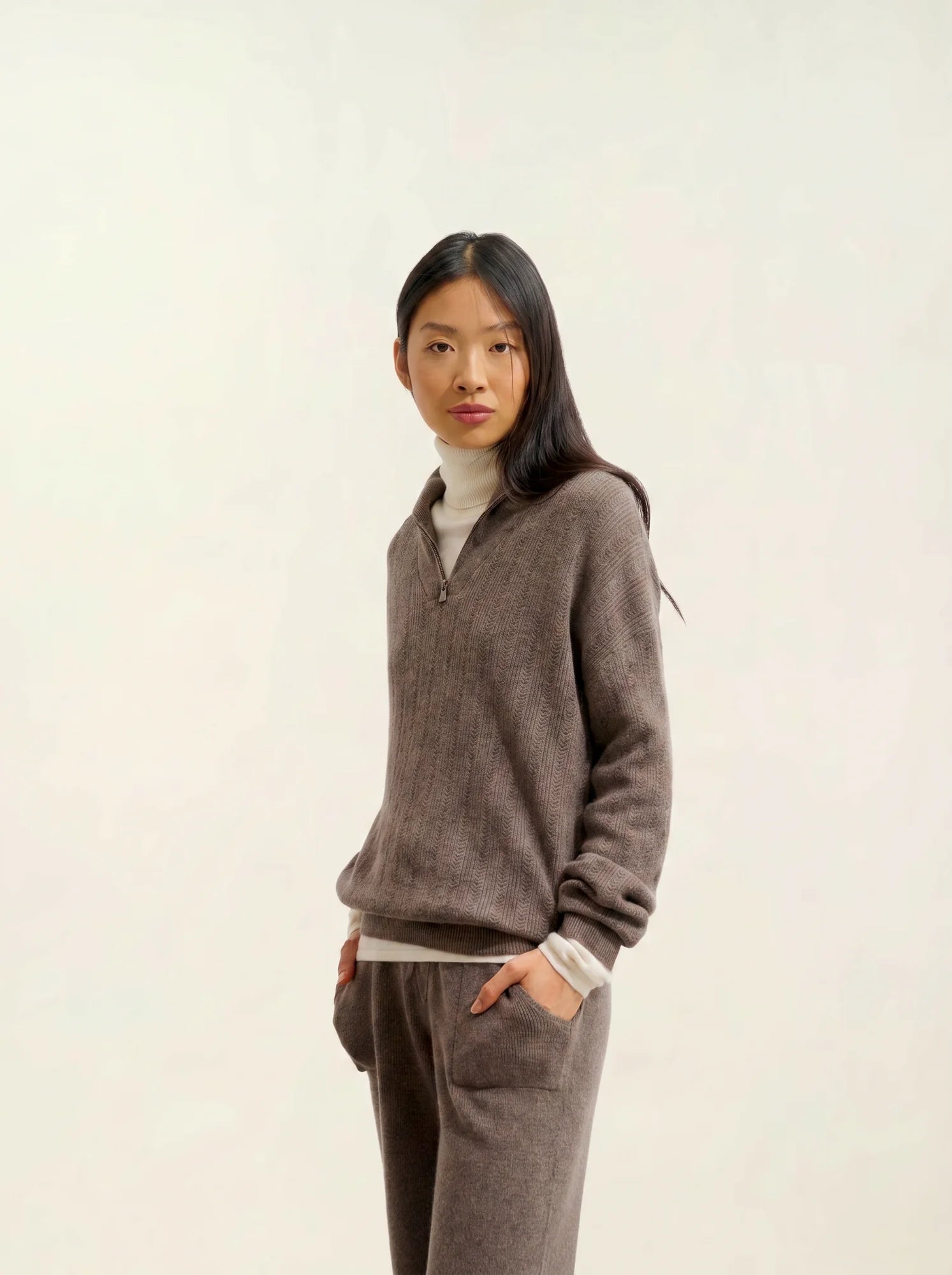 MARIE pull camionneur taupe chiné