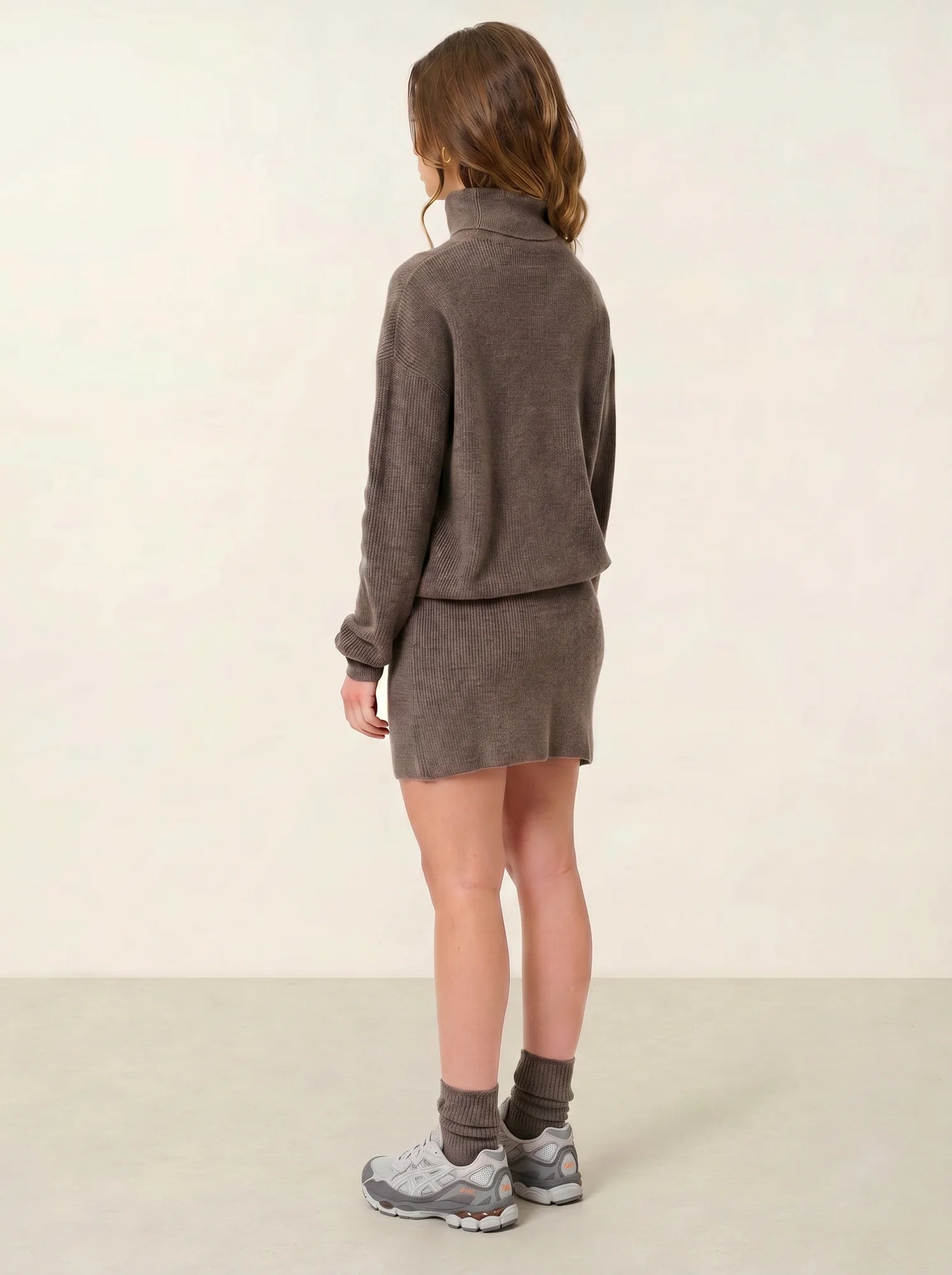 ROXANE pullover rollkragen taupe meliert