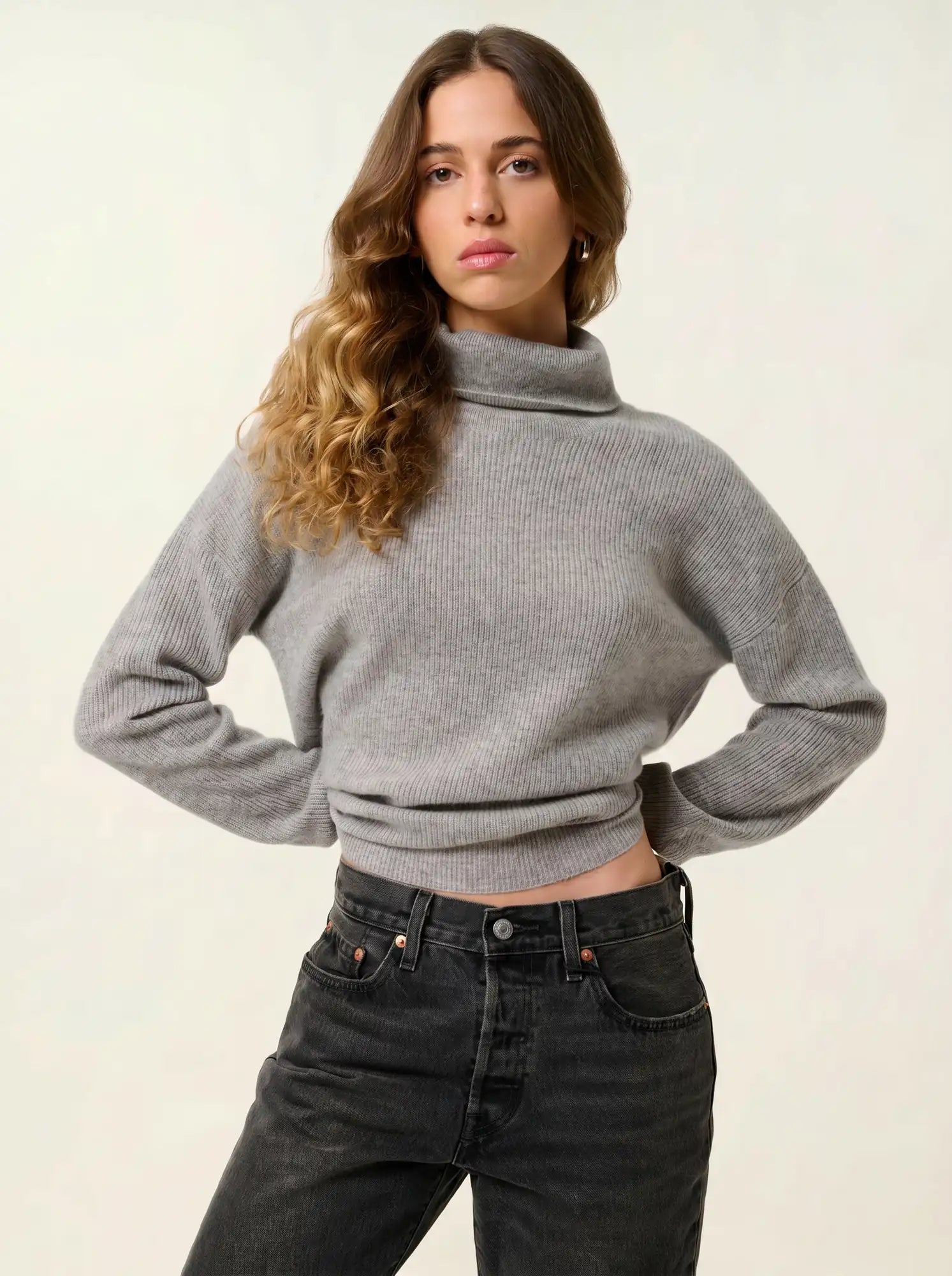 ROXANE pull col roulé nuage chiné