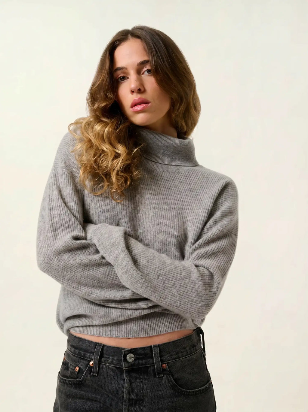 ROXANE pull col roulé nuage chiné