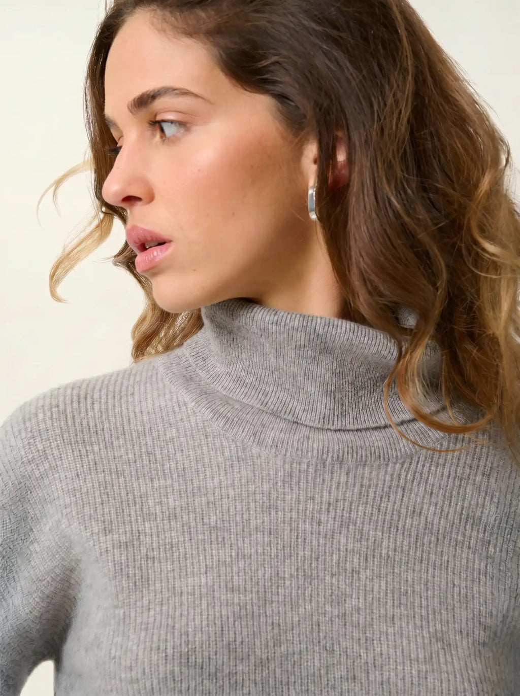 ROXANE pull col roulé nuage chiné