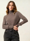 EILEEN pull col montant taupe chiné