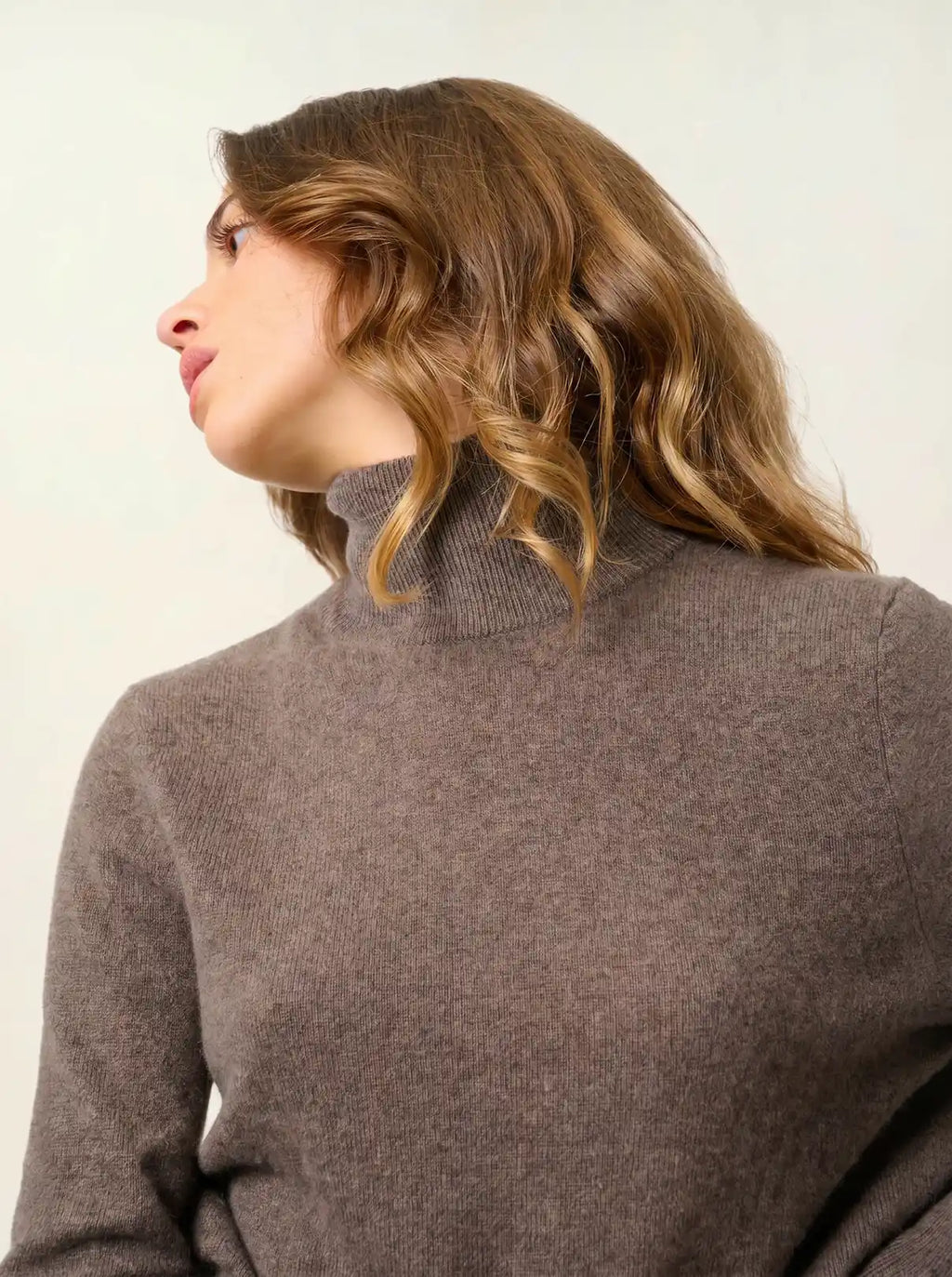 EILEEN pull col montant taupe chiné