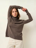 MADELINE pull col roulé taupe chiné
