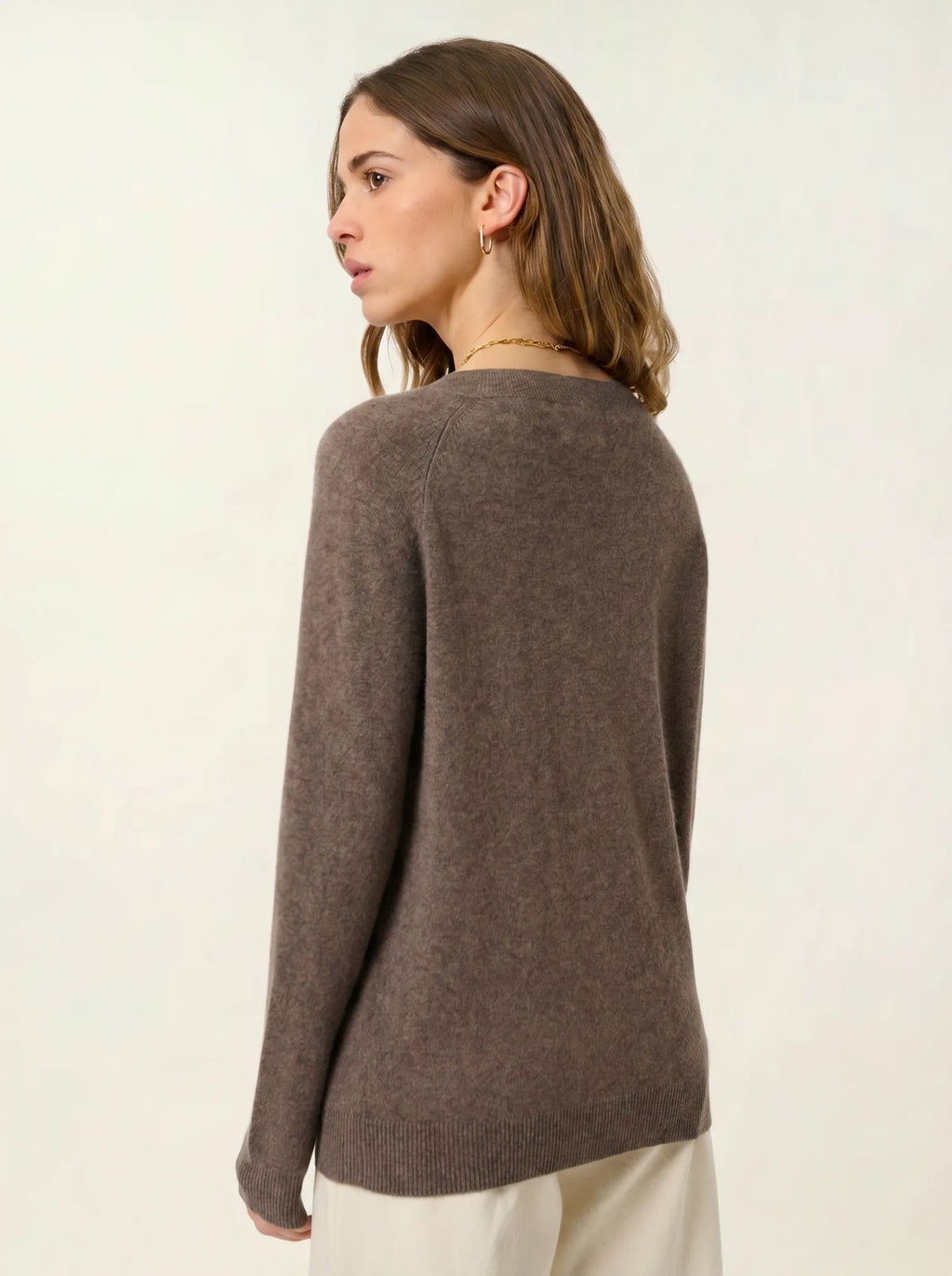 SAVANNAH pull col V taupe chiné
