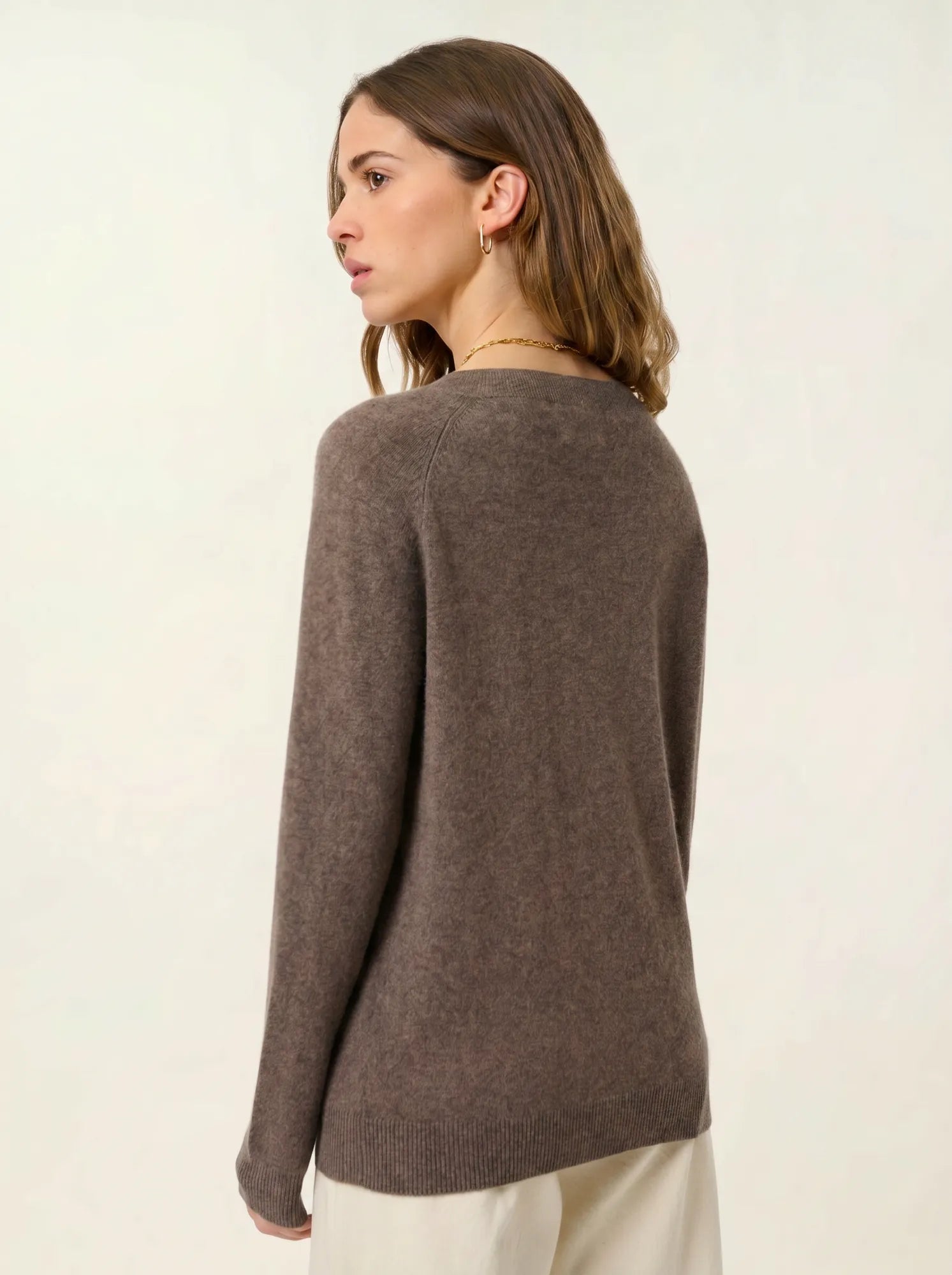 SAVANNAH pull col V taupe chiné