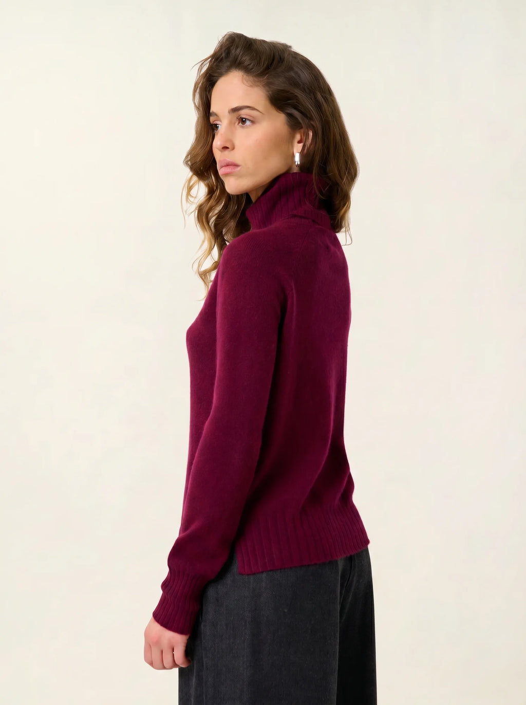 CASSY pull col roulé bordeaux