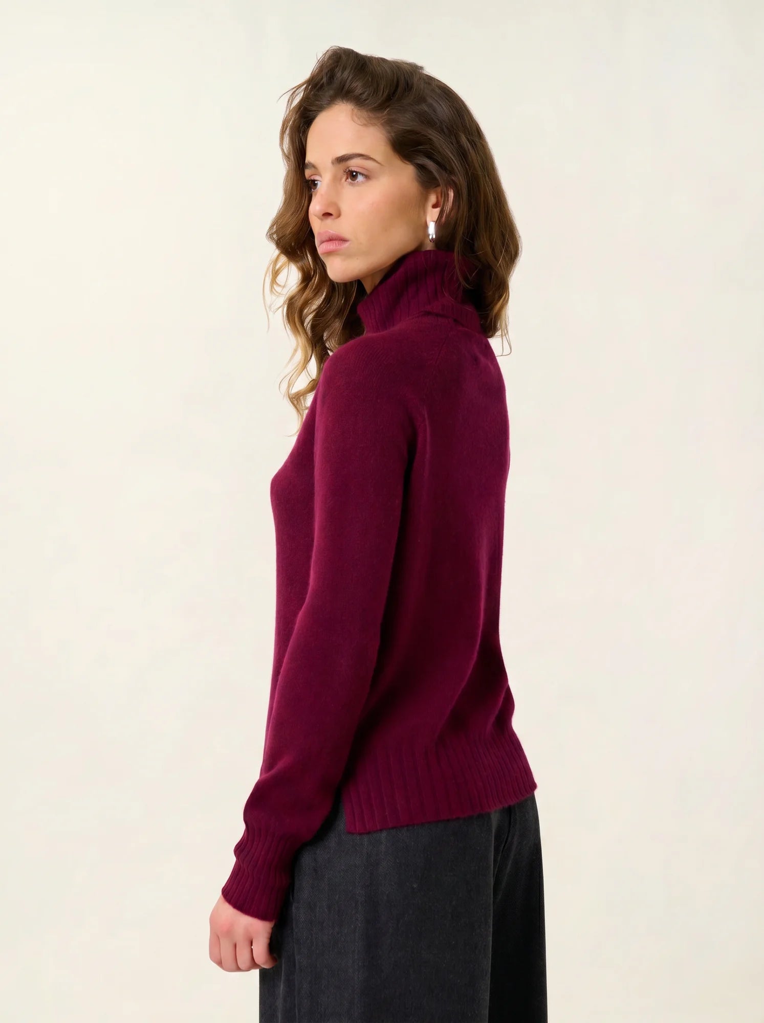 CASSY pull col roulé bordeaux
