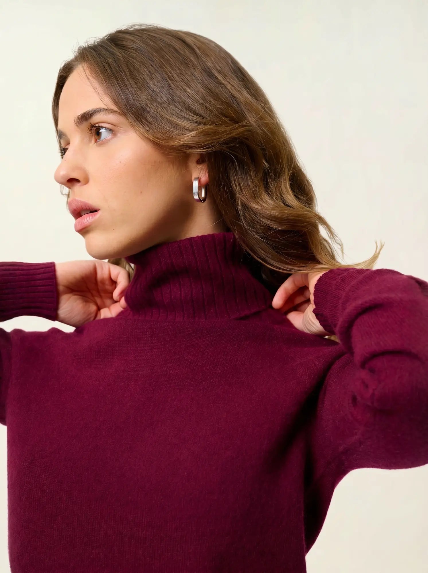 CASSY pull col roulé bordeaux