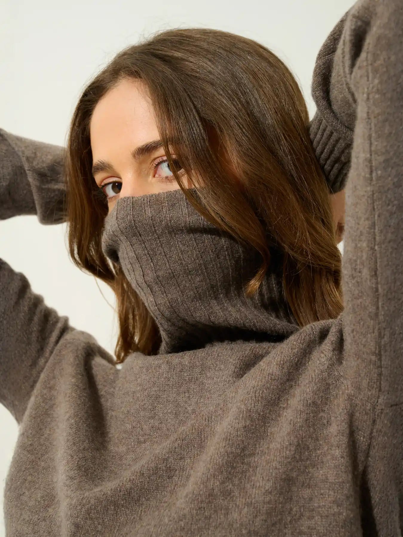 CASSY pull col roulé taupe chiné