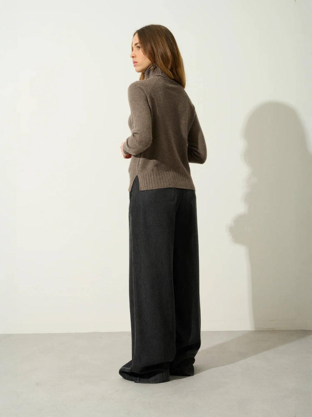 CASSY pull col roulé taupe chiné