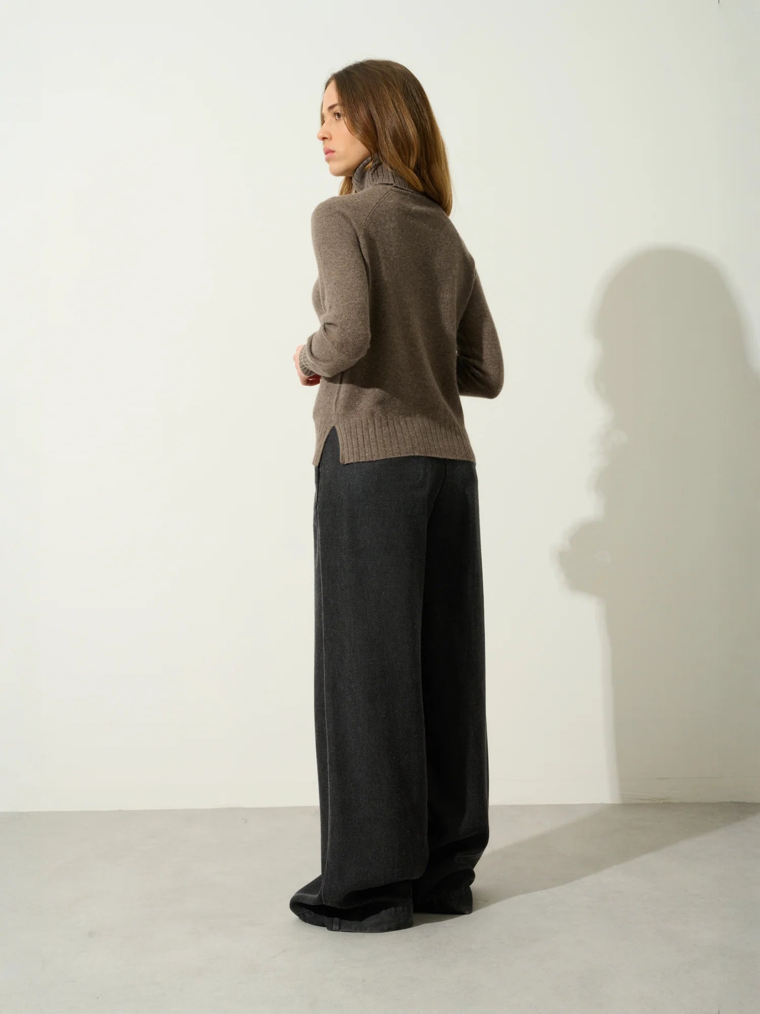 CASSY pull col roulé taupe chiné